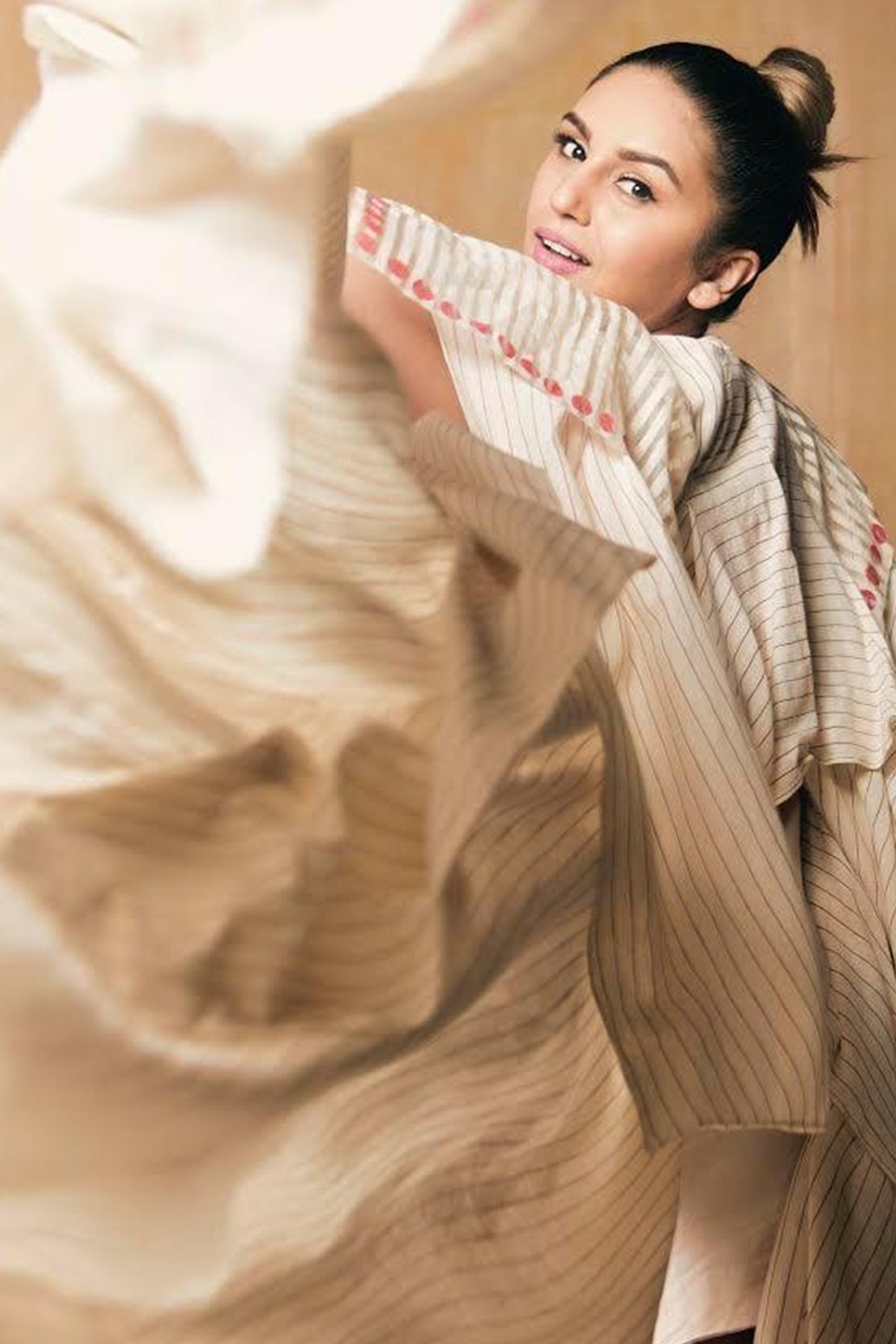 Designer Off White Drape Cape Dress Set