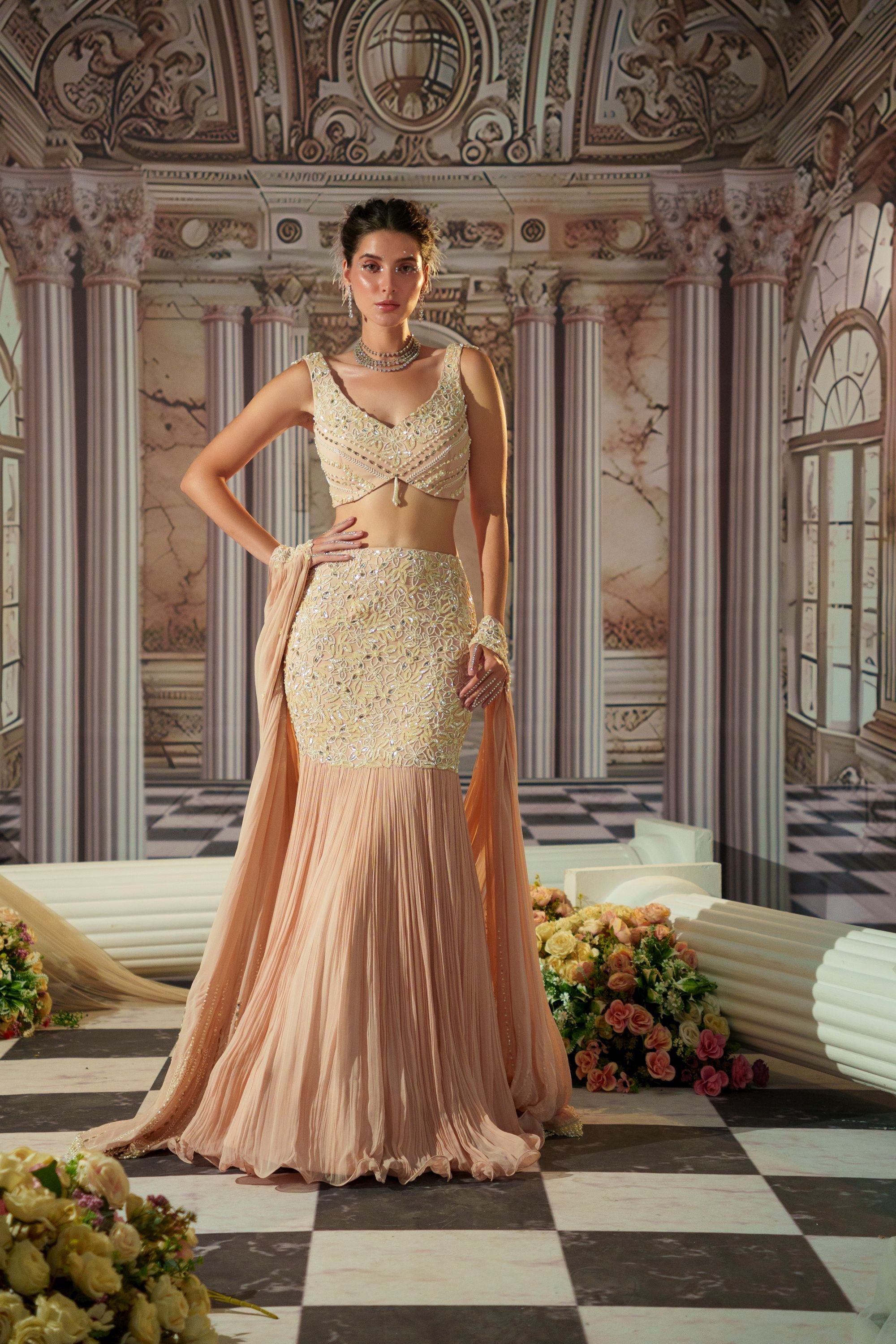 EXQUISITE ROSE PINK LEHENGA SET