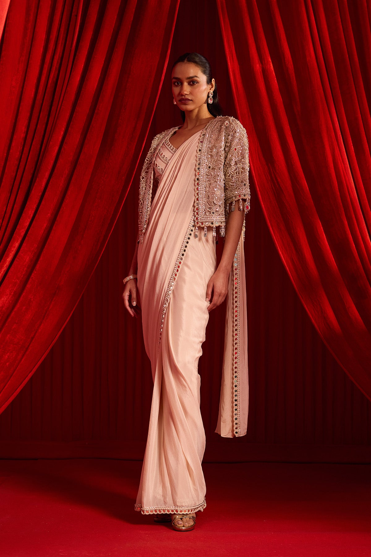 MEERAS CAPE SAREE SET