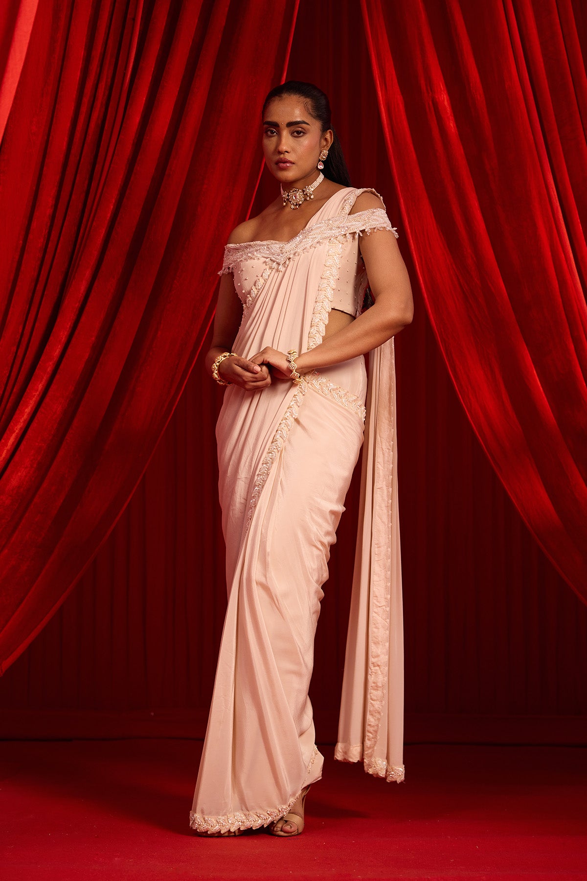 SANYOGA GULABI SAREE