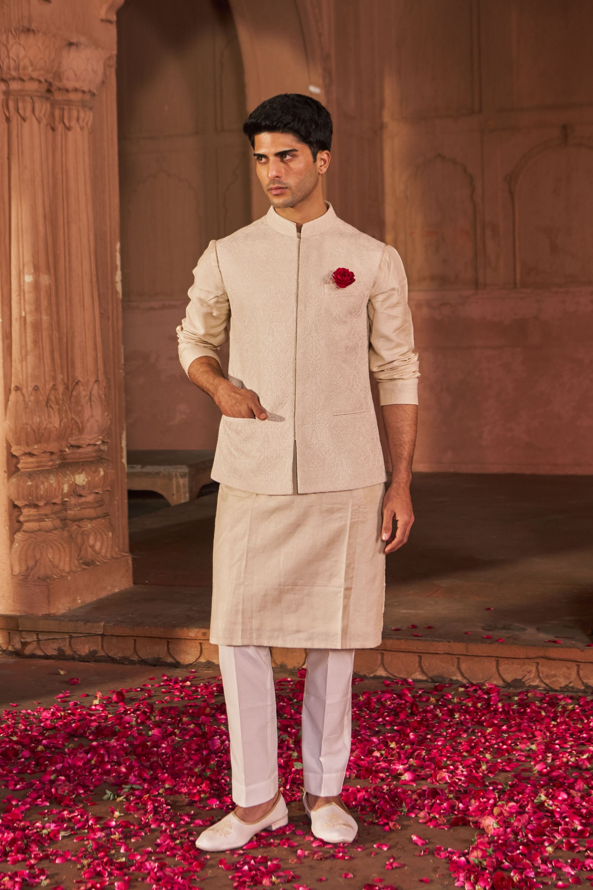Gangori Bandhej Mehndi Kurta Set
