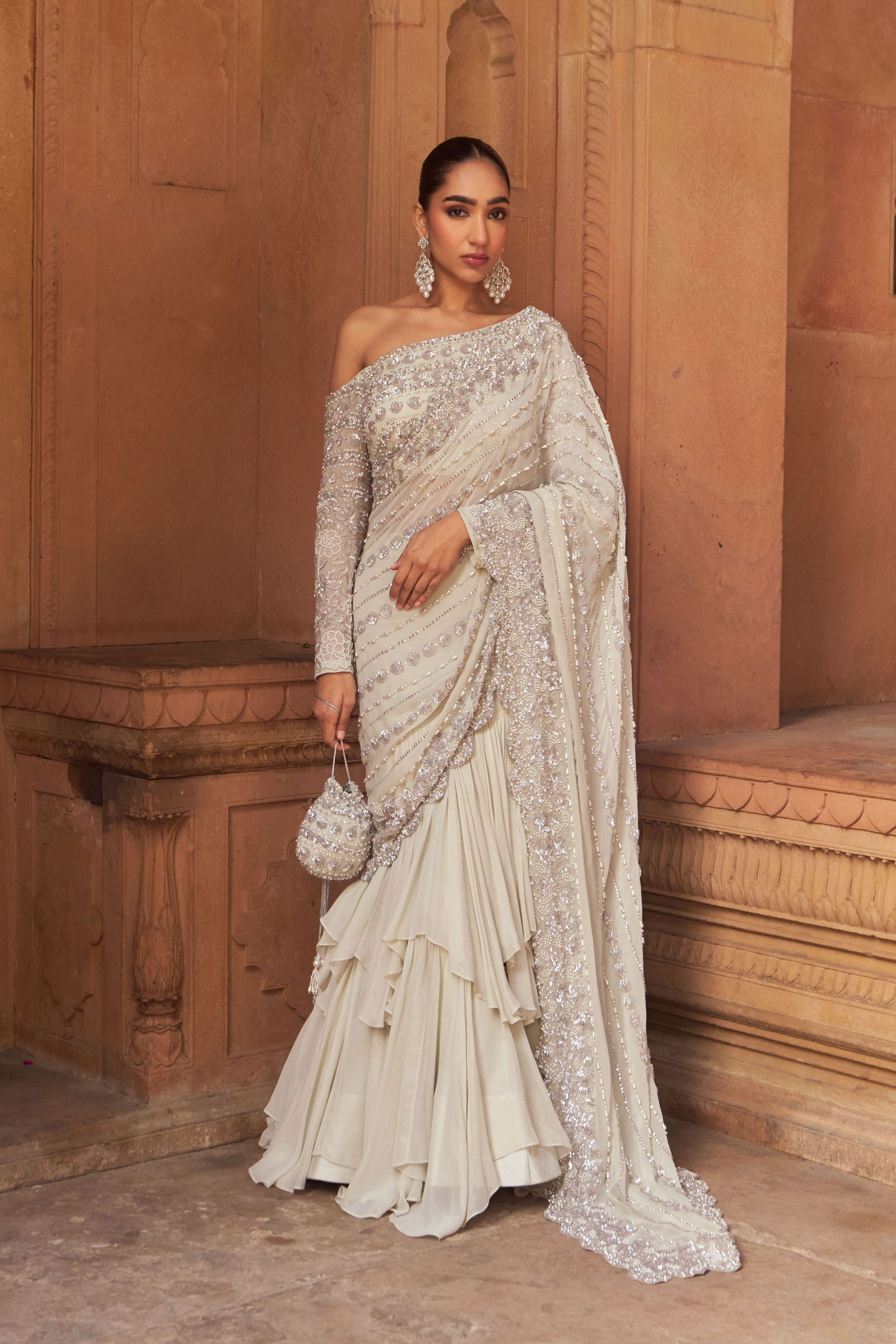 Nargirs Fakhri In BASHAASH SAREE SET