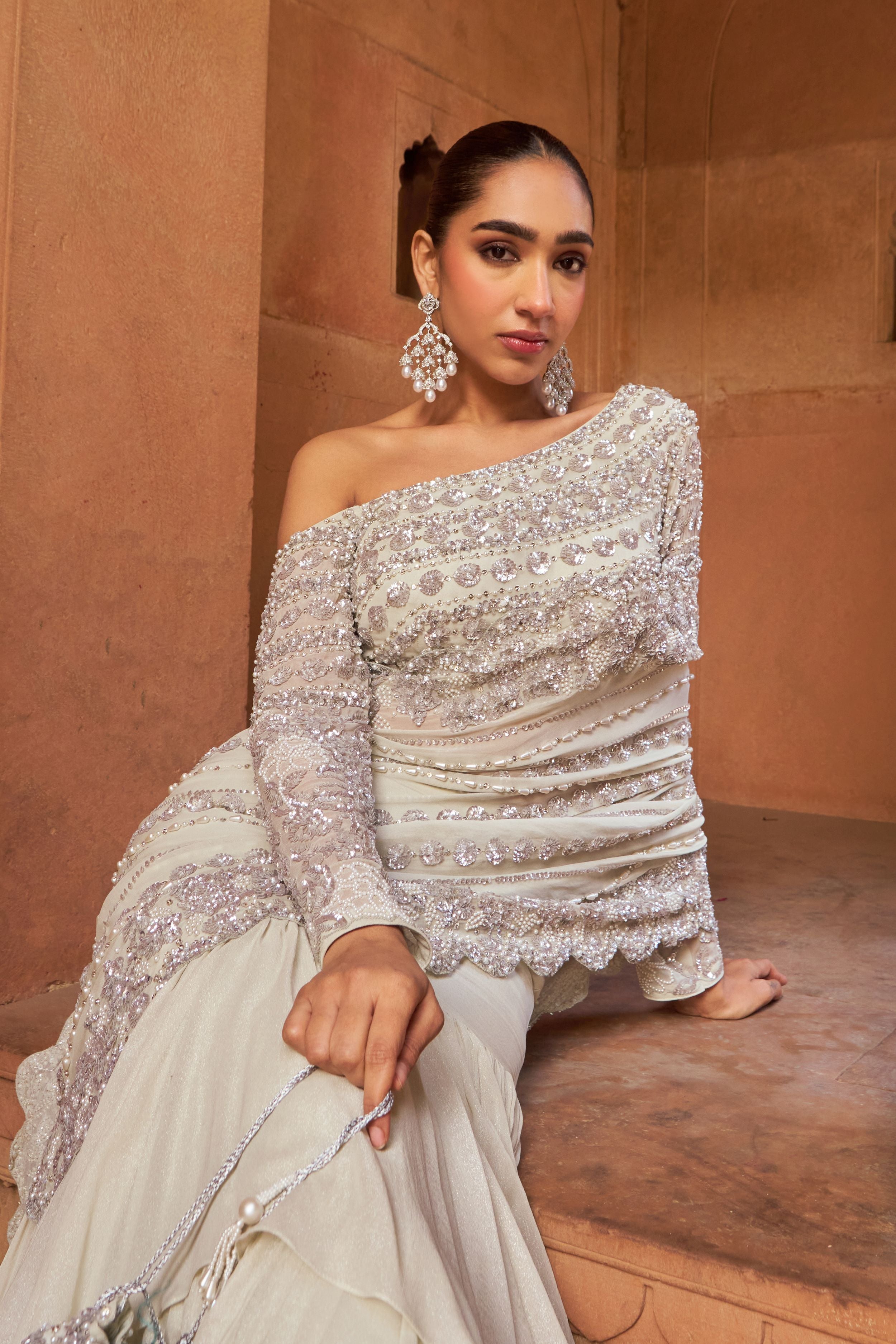 Nargirs Fakhri In BASHAASH SAREE SET