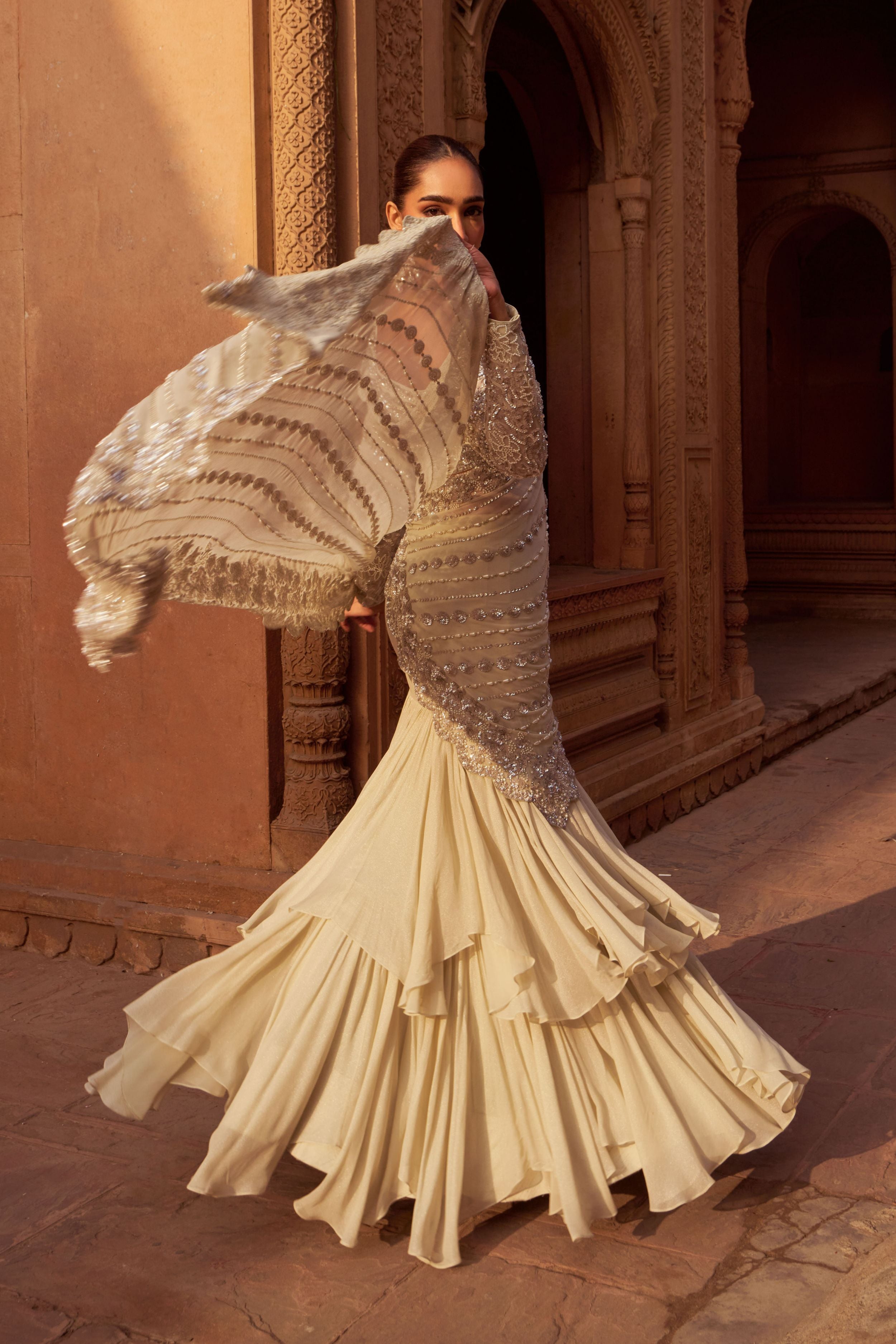 Nargirs Fakhri In BASHAASH SAREE SET