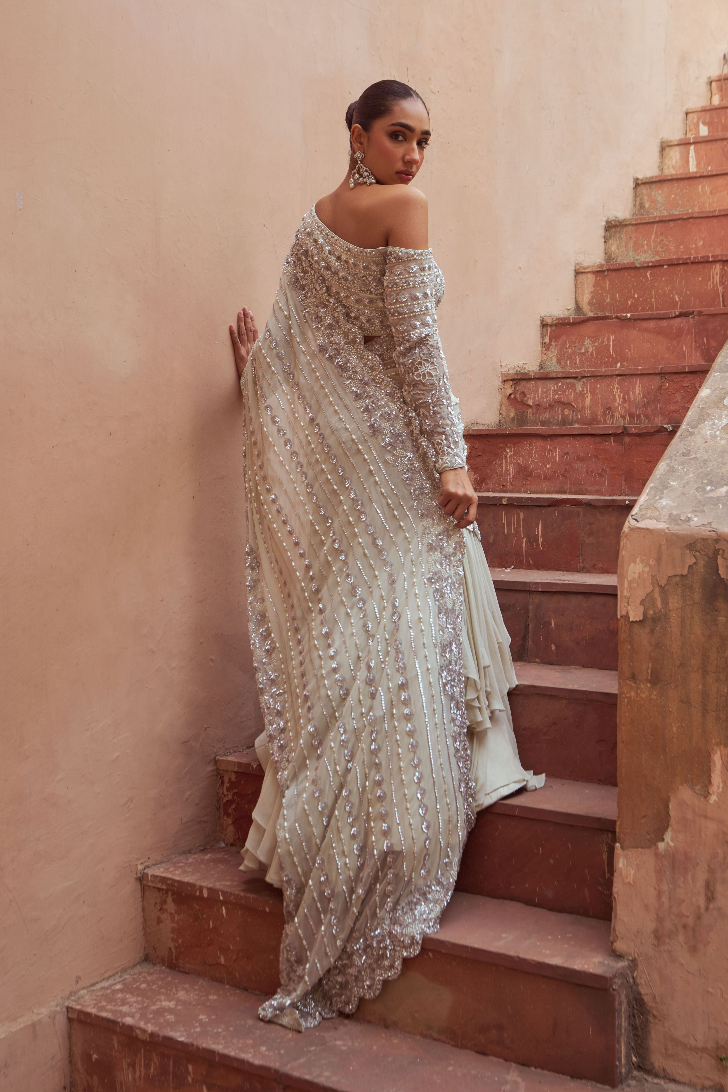 Nargirs Fakhri In BASHAASH SAREE SET