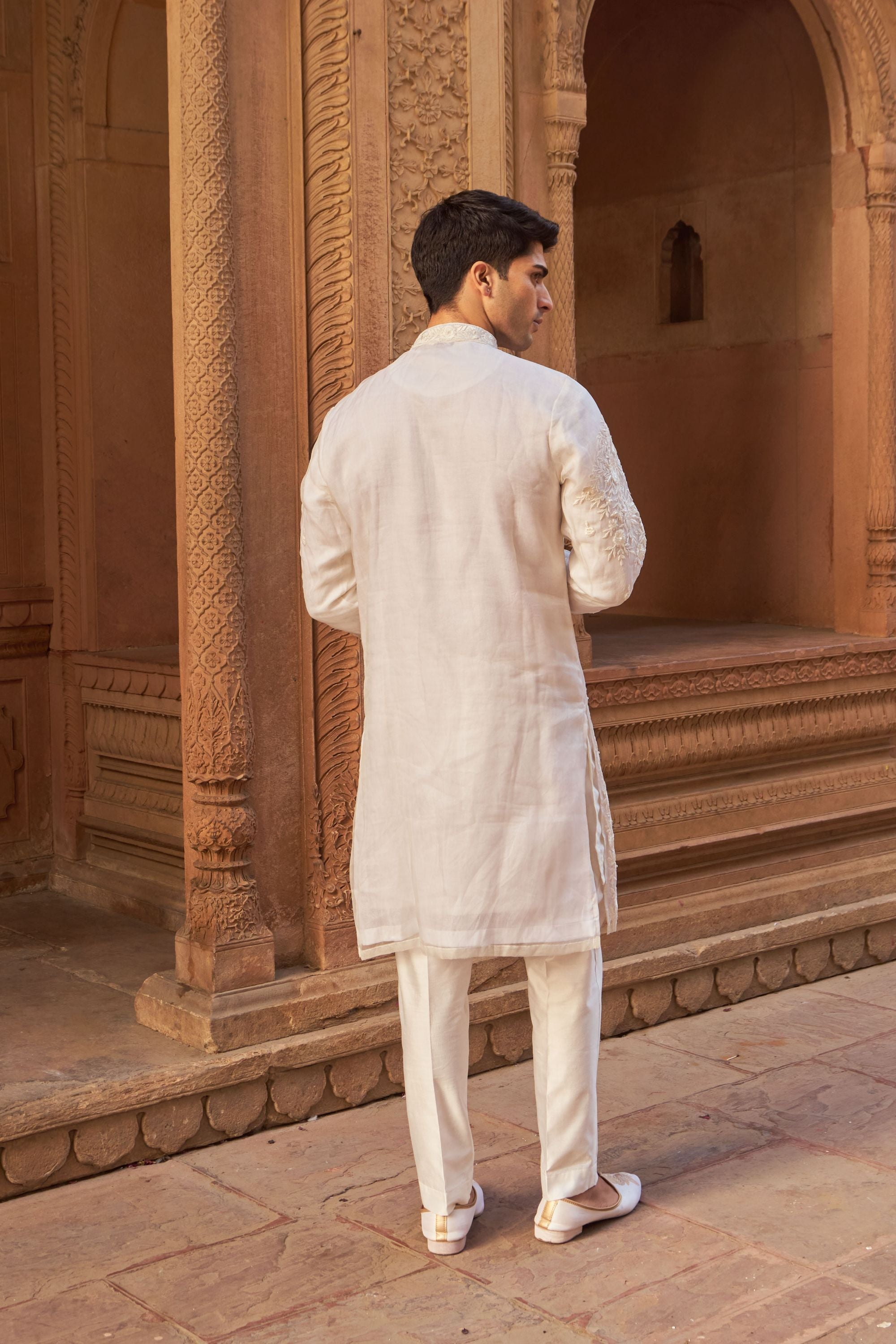 EMBROIDED ORGANZA KURTA (IVORY)