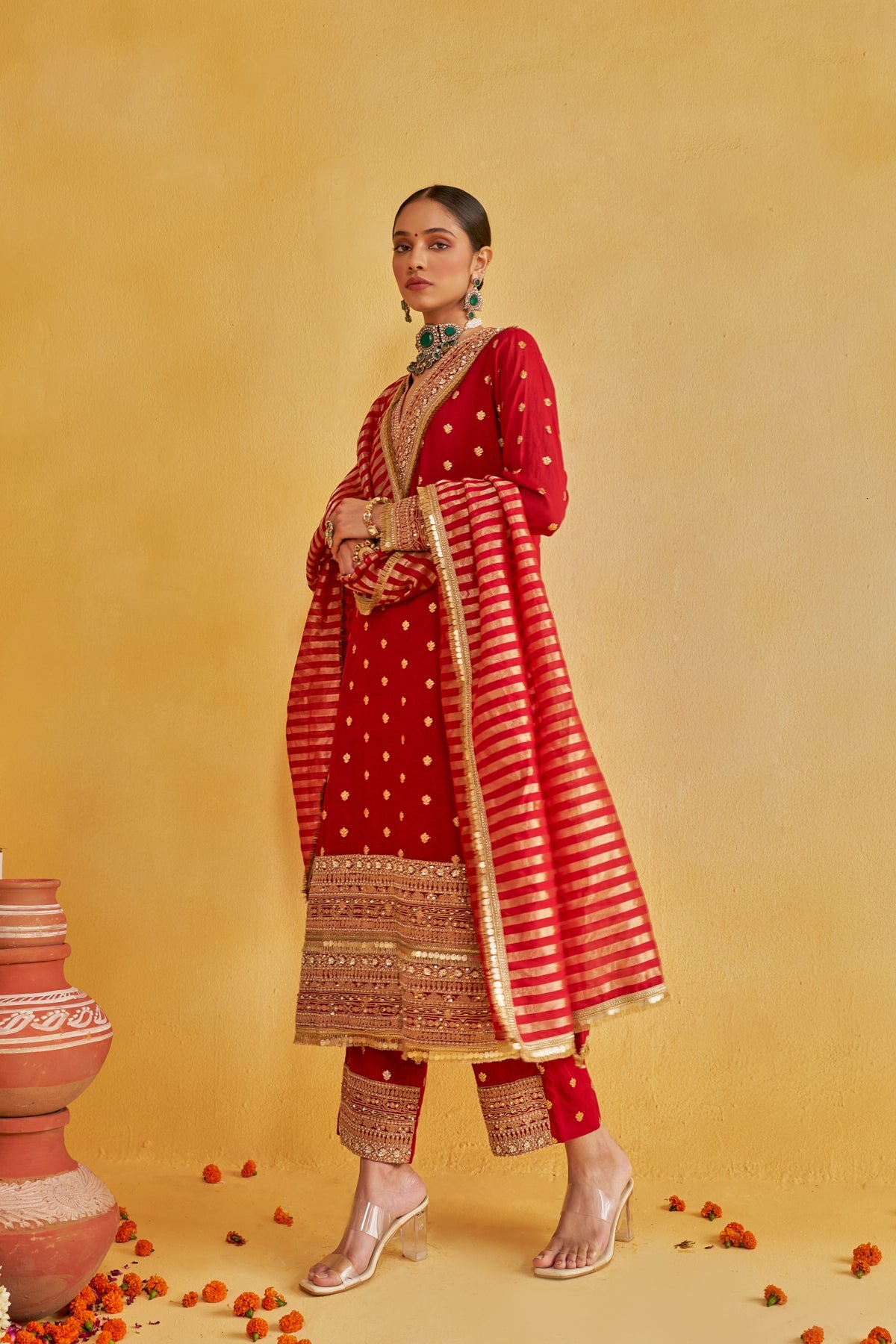 SHUBH SHREE LAL KURTA SET