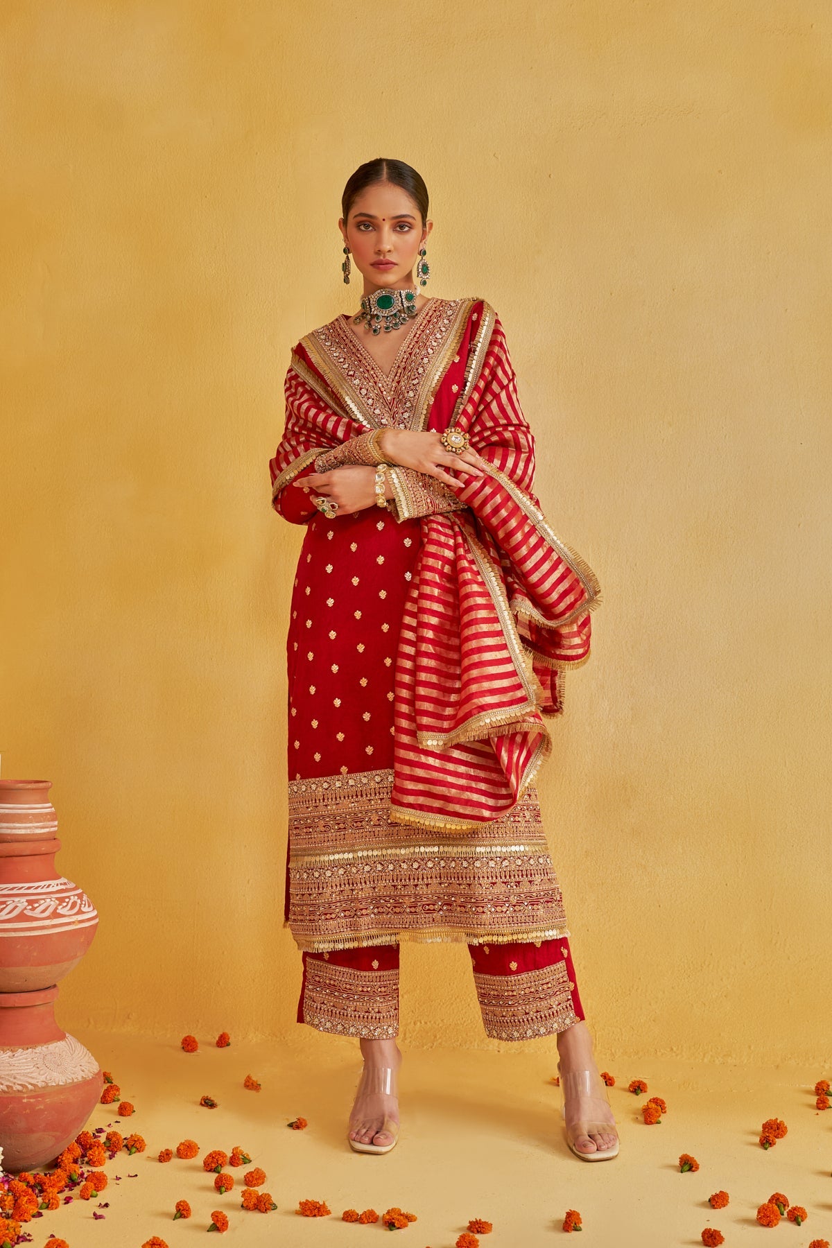 SHUBH SHREE LAL KURTA SET