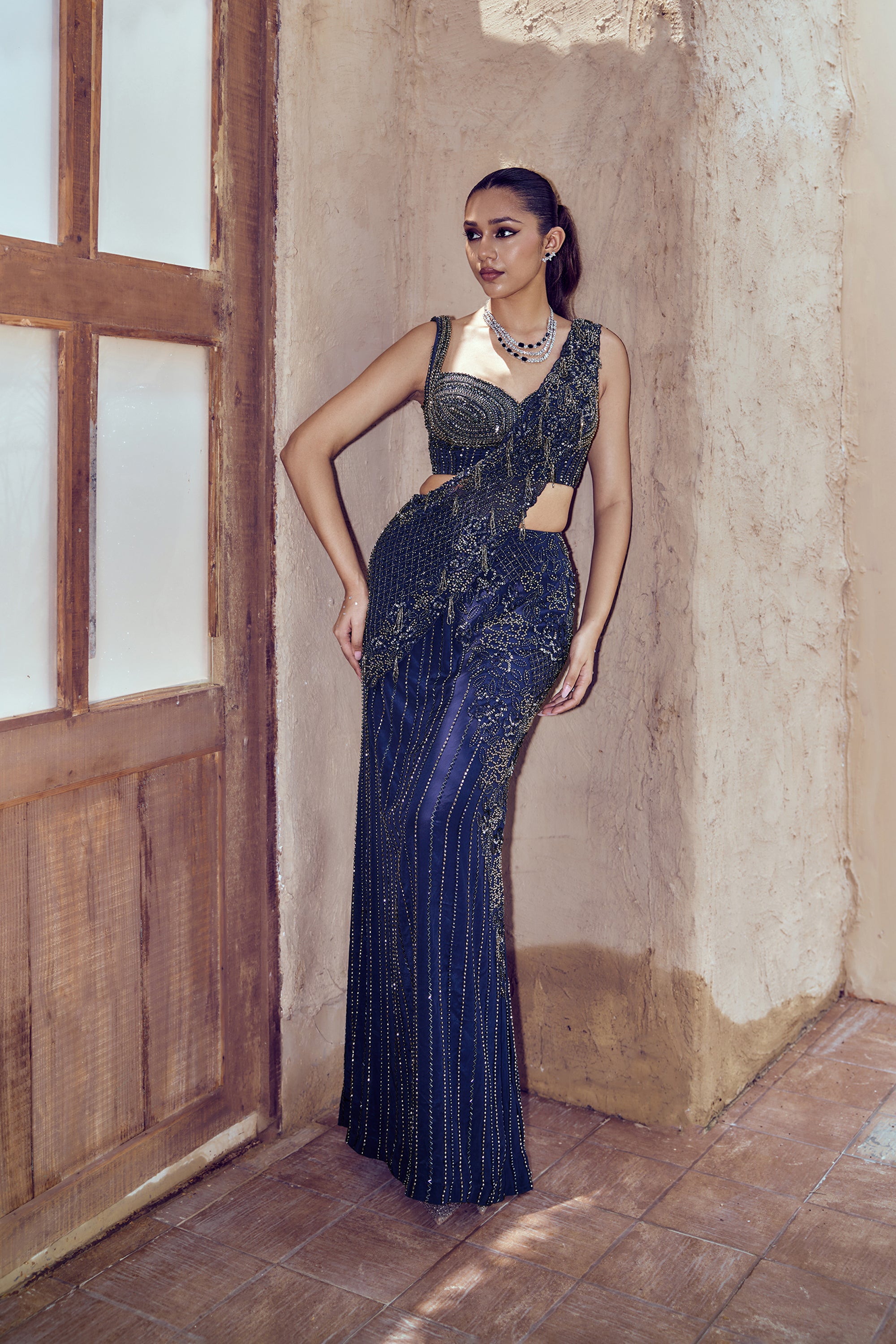 NISHANEEL DRAPE SAREE GOWN