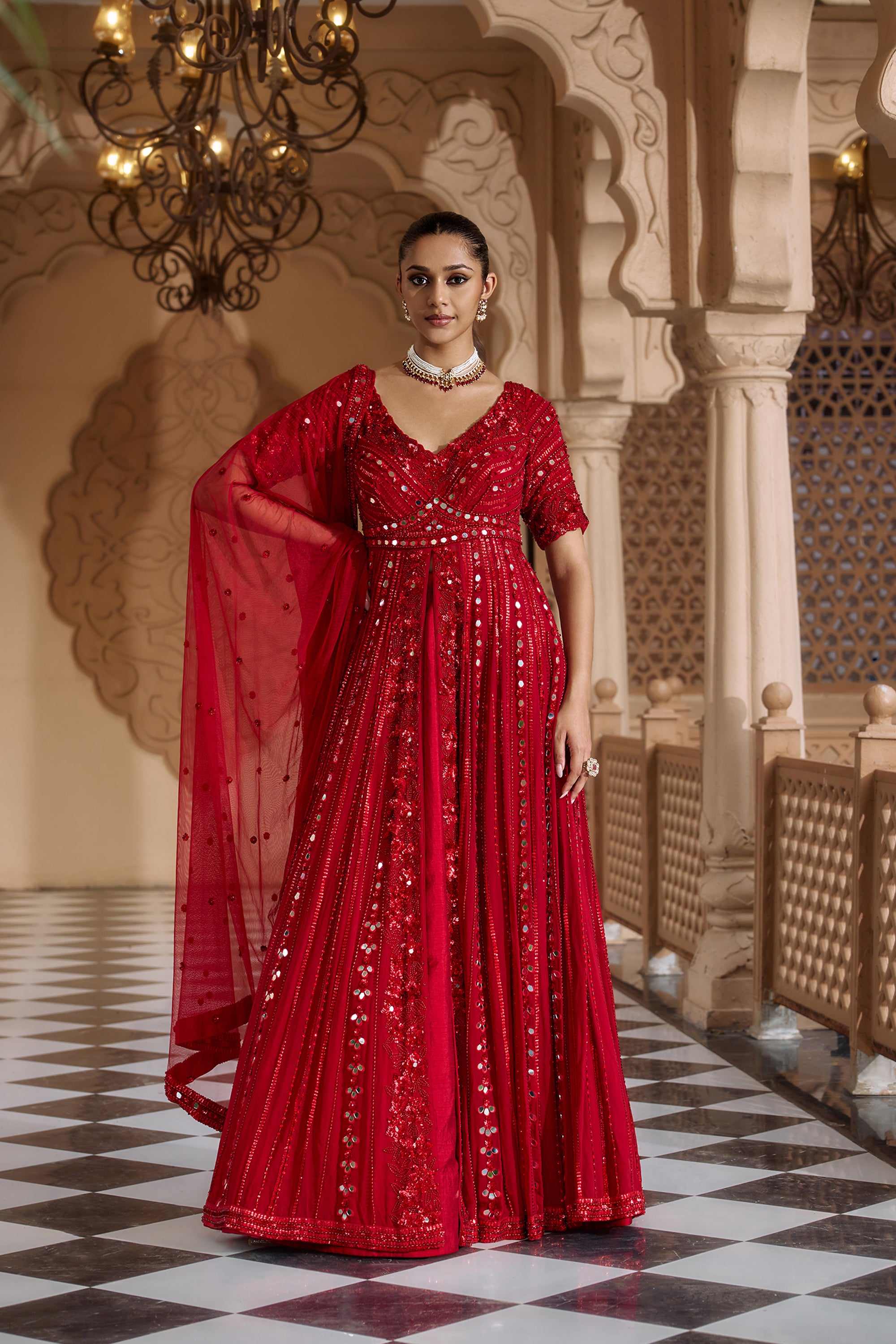 RAKTAMBARA ANARKALI LEHENGA SET