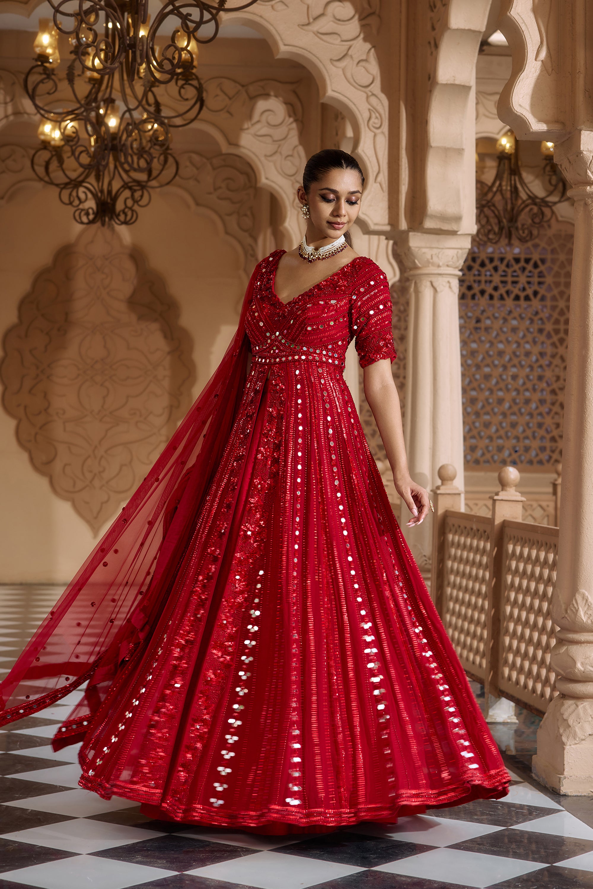 RAKTAMBARA ANARKALI LEHENGA SET