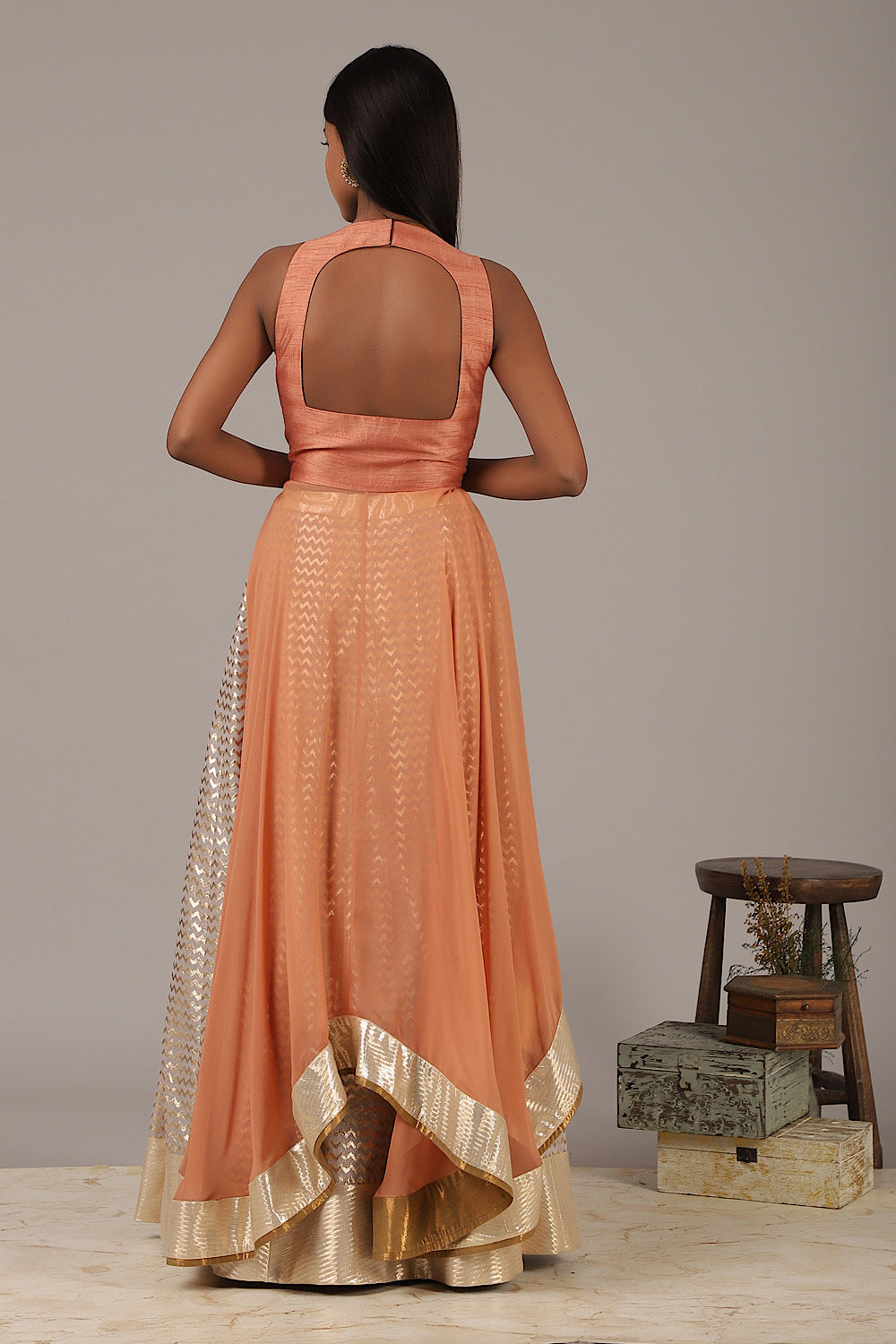 Buy Designer Halter Neck Drape Lehenga Set | Nidhika Shekhar