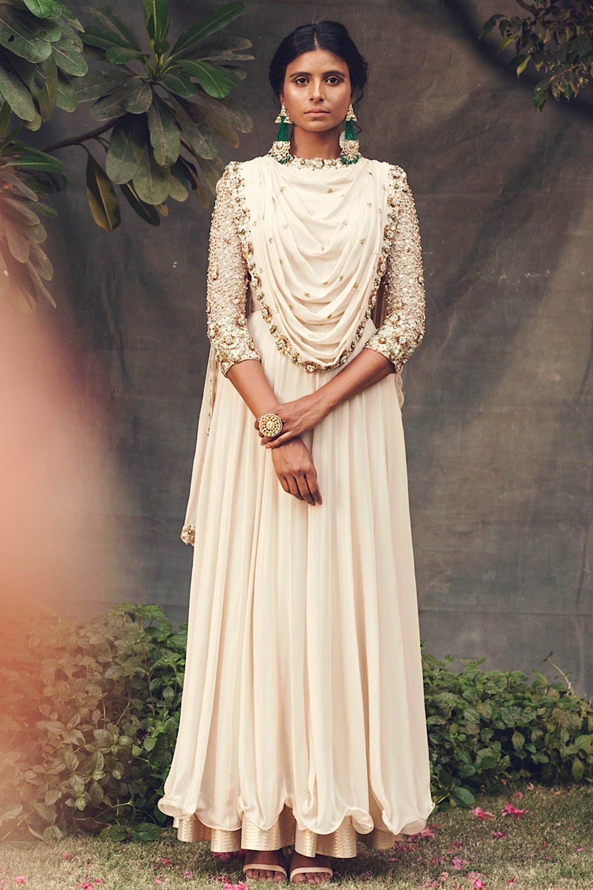 Beiges peach kamadhenu  Anarkali Set