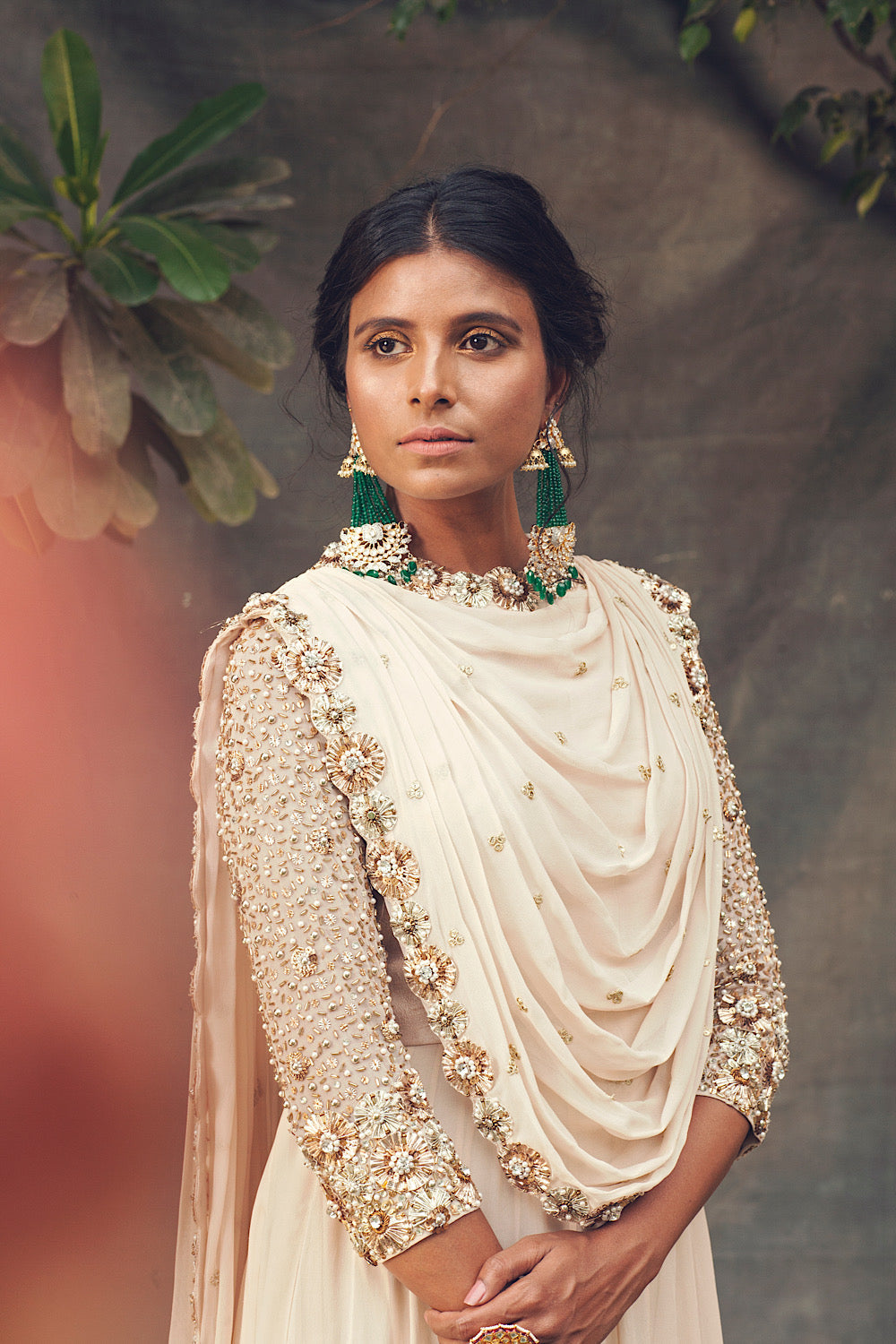 Beiges peach kamadhenu Anarkali Set