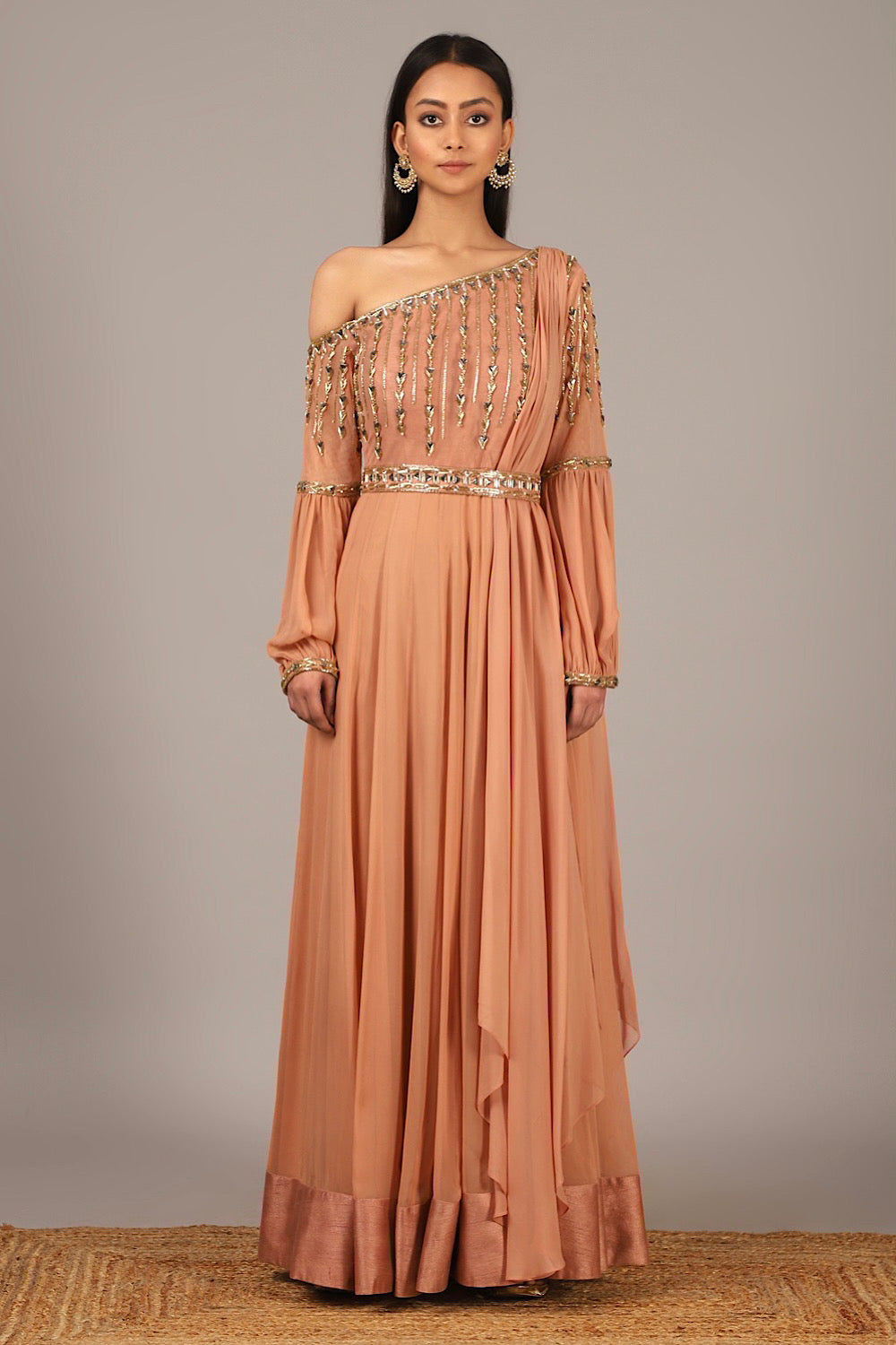 off shoulder anarkali dress Nidhika Shekhar Shop Women's Ceder Off Shoulder Anarkali