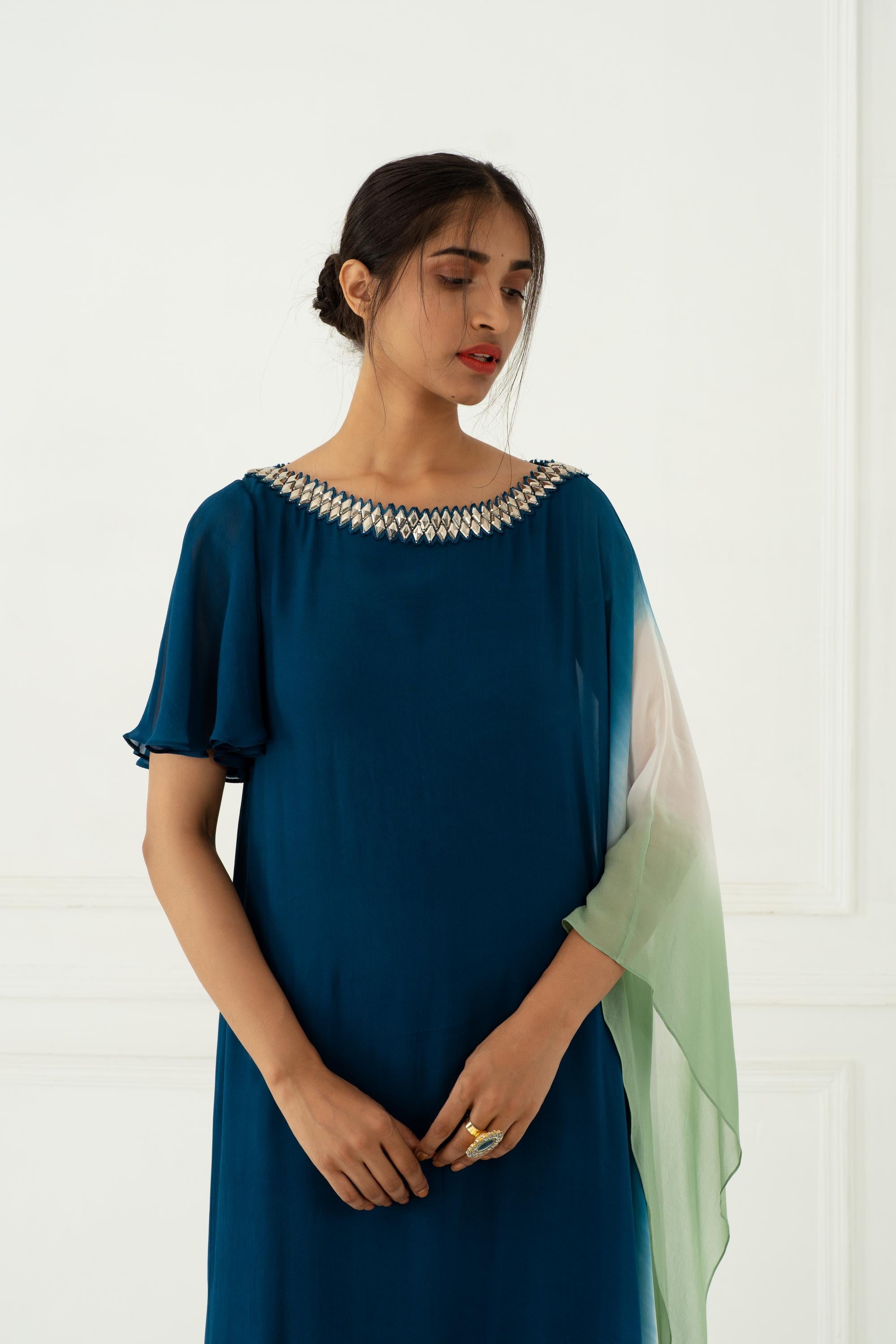 Buy Women's Olive Kaftan One-shoulder Dress | Nidhika Shekhar
