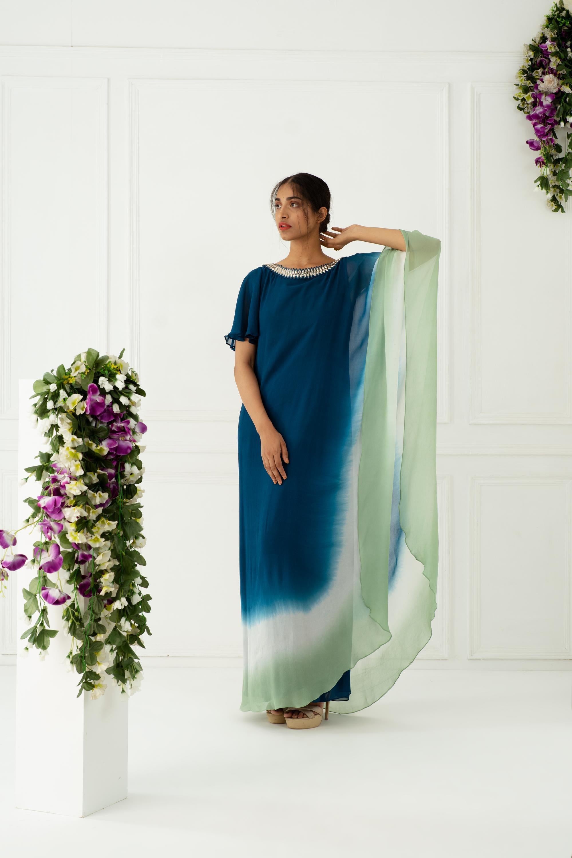 Buy Women's Olive Kaftan One-shoulder Dress | Nidhika Shekhar