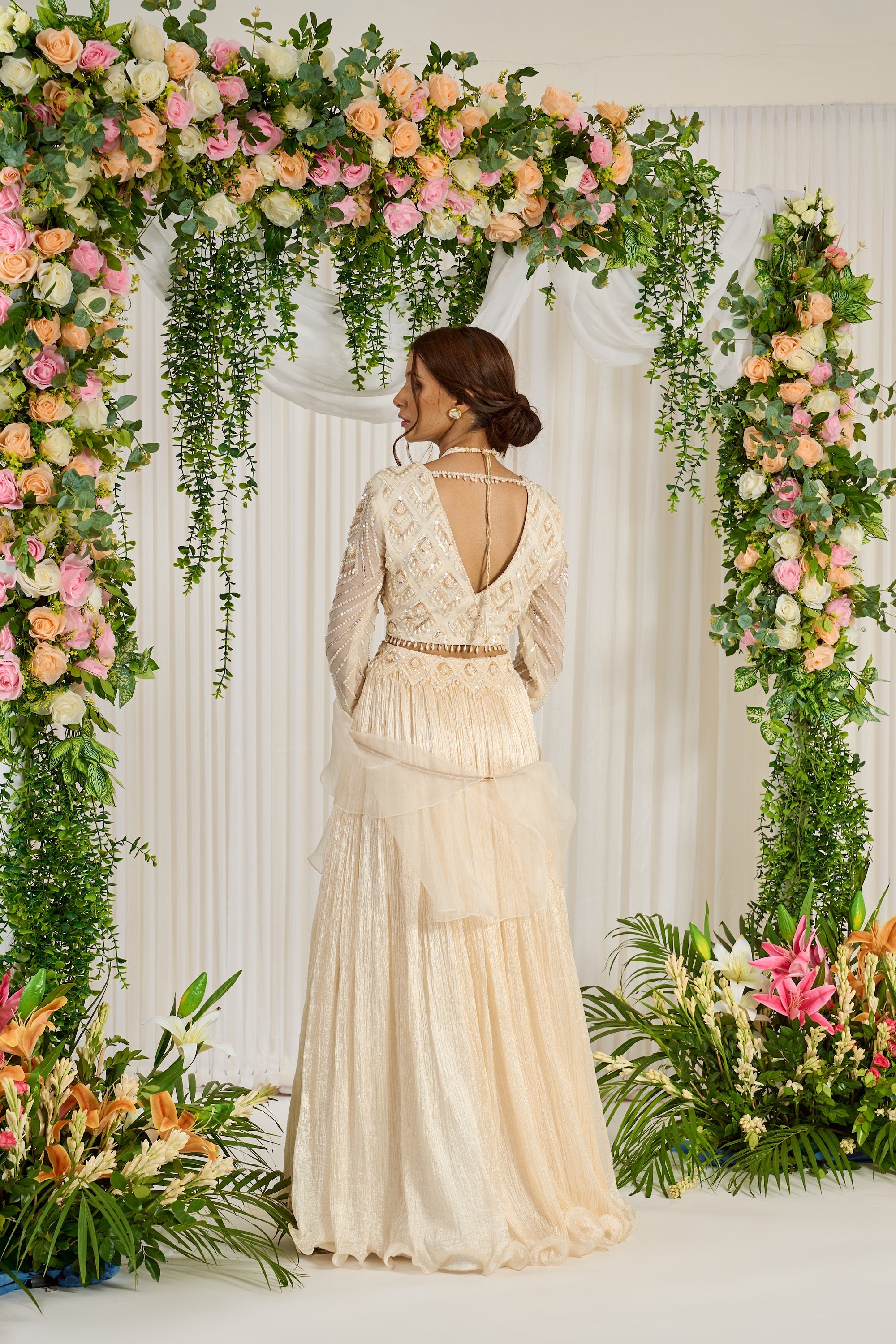 Buy Women's Ivory Basant Lehenga Choli Set | Nidhika Shekhar