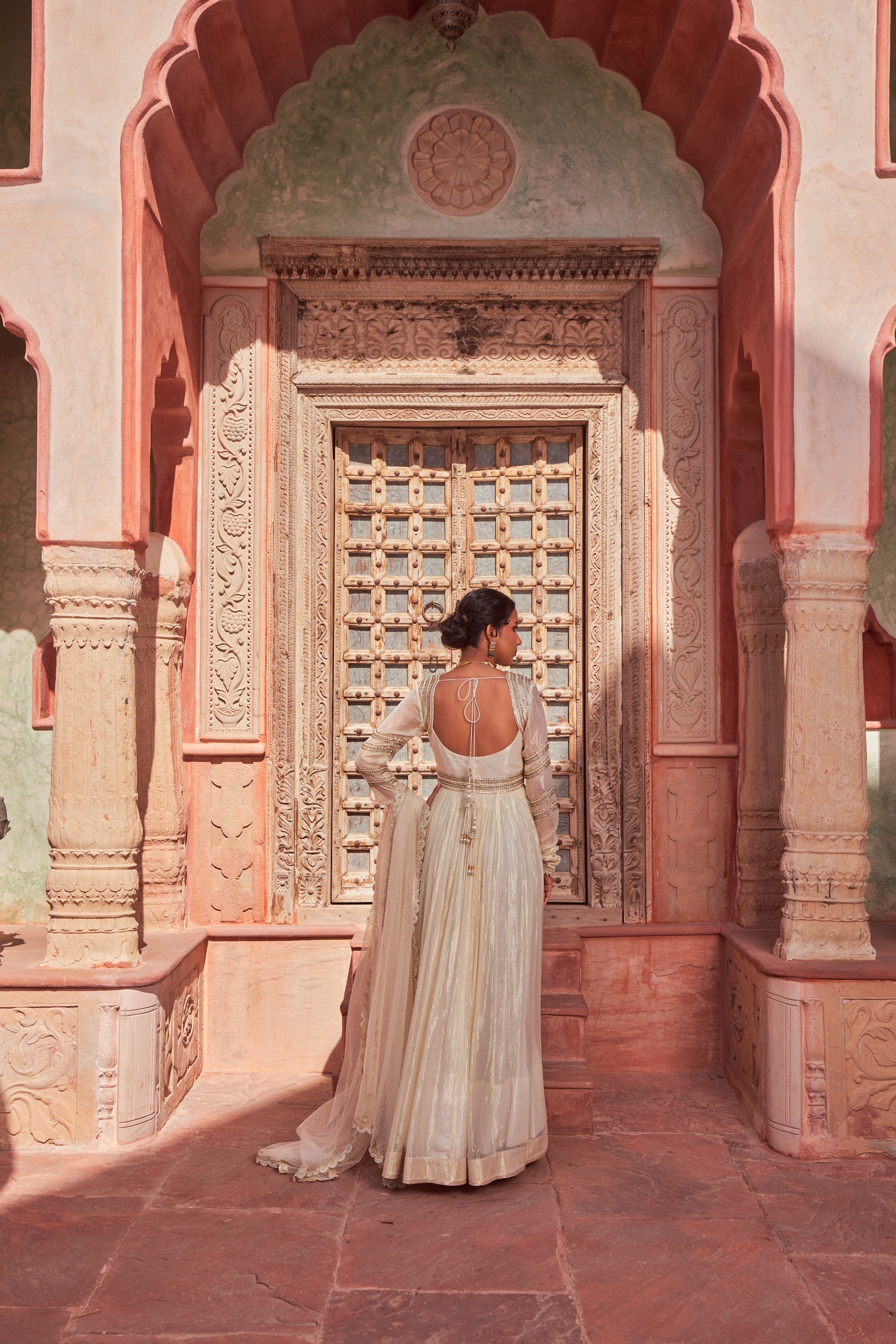 Ivory Basant Rani Floor Length Anarkali | Nidhika Shekhar
