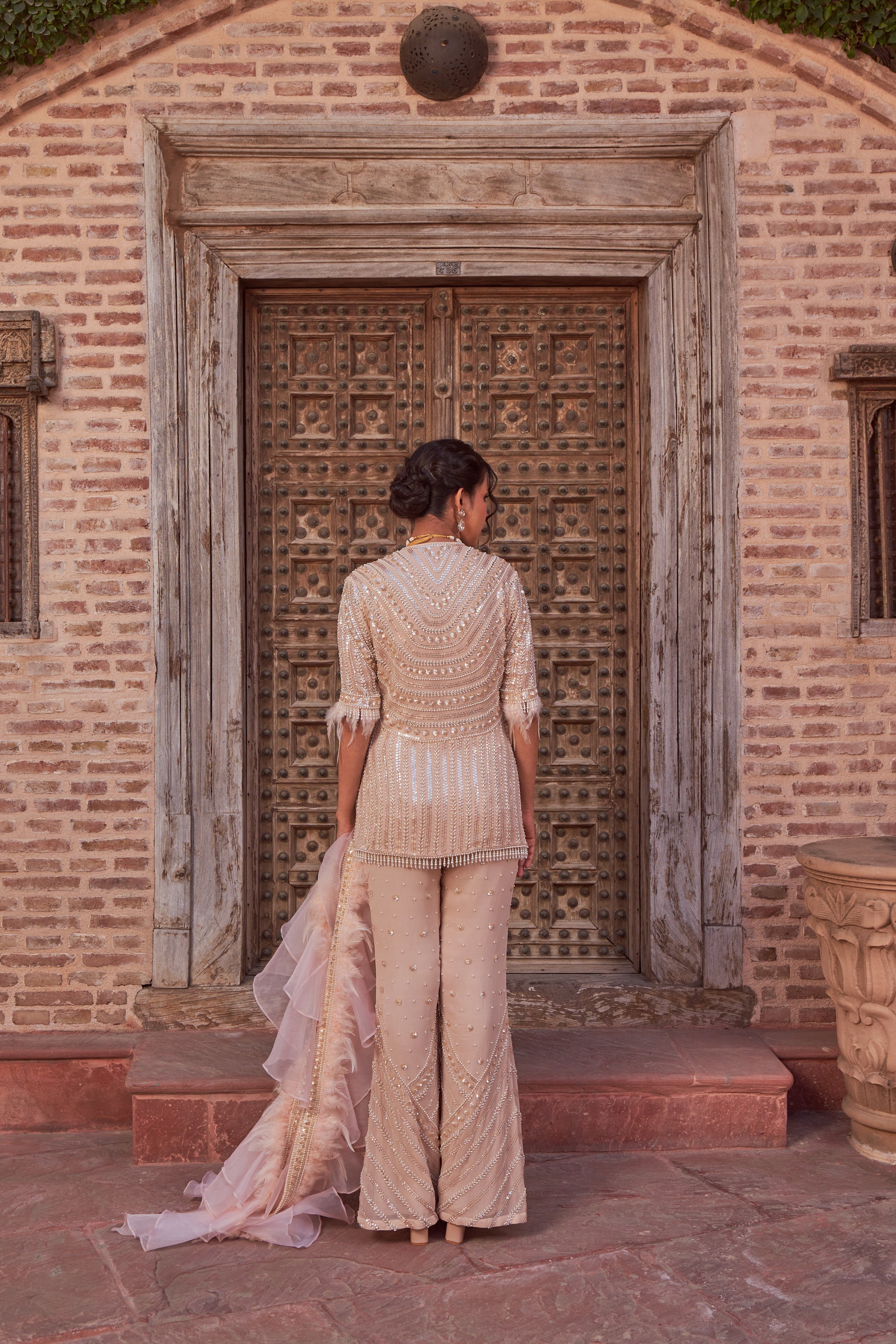 Buy Women's Champagne Embroidered Kurta | Nidhika Shekhar