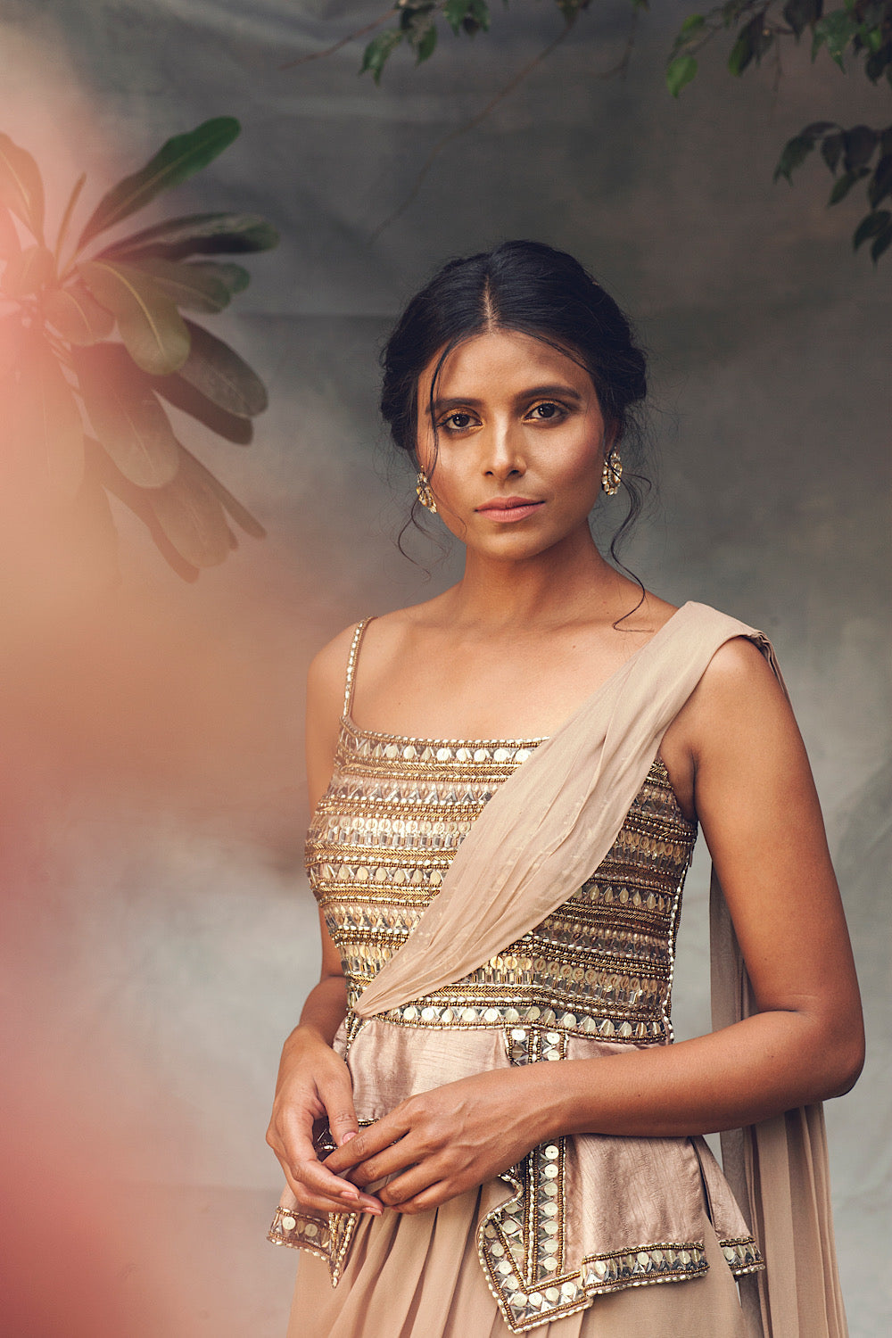 Buy Women's Nude Goddess Saree Gown | Nidhika Shekhar