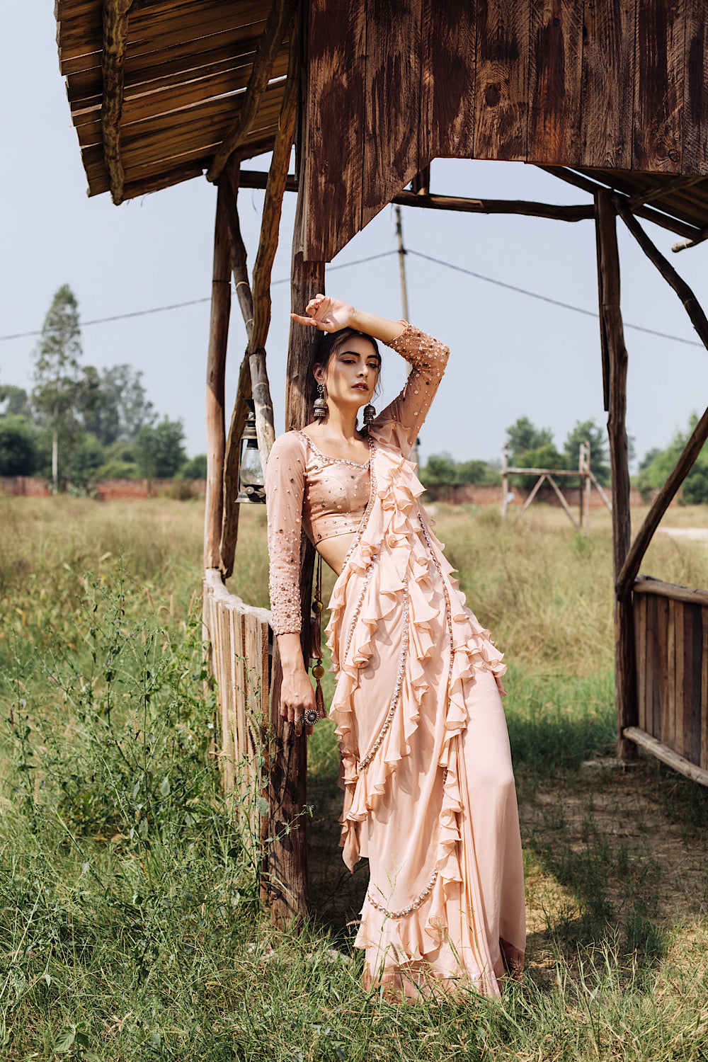 Ruffle Saree Blouse Set