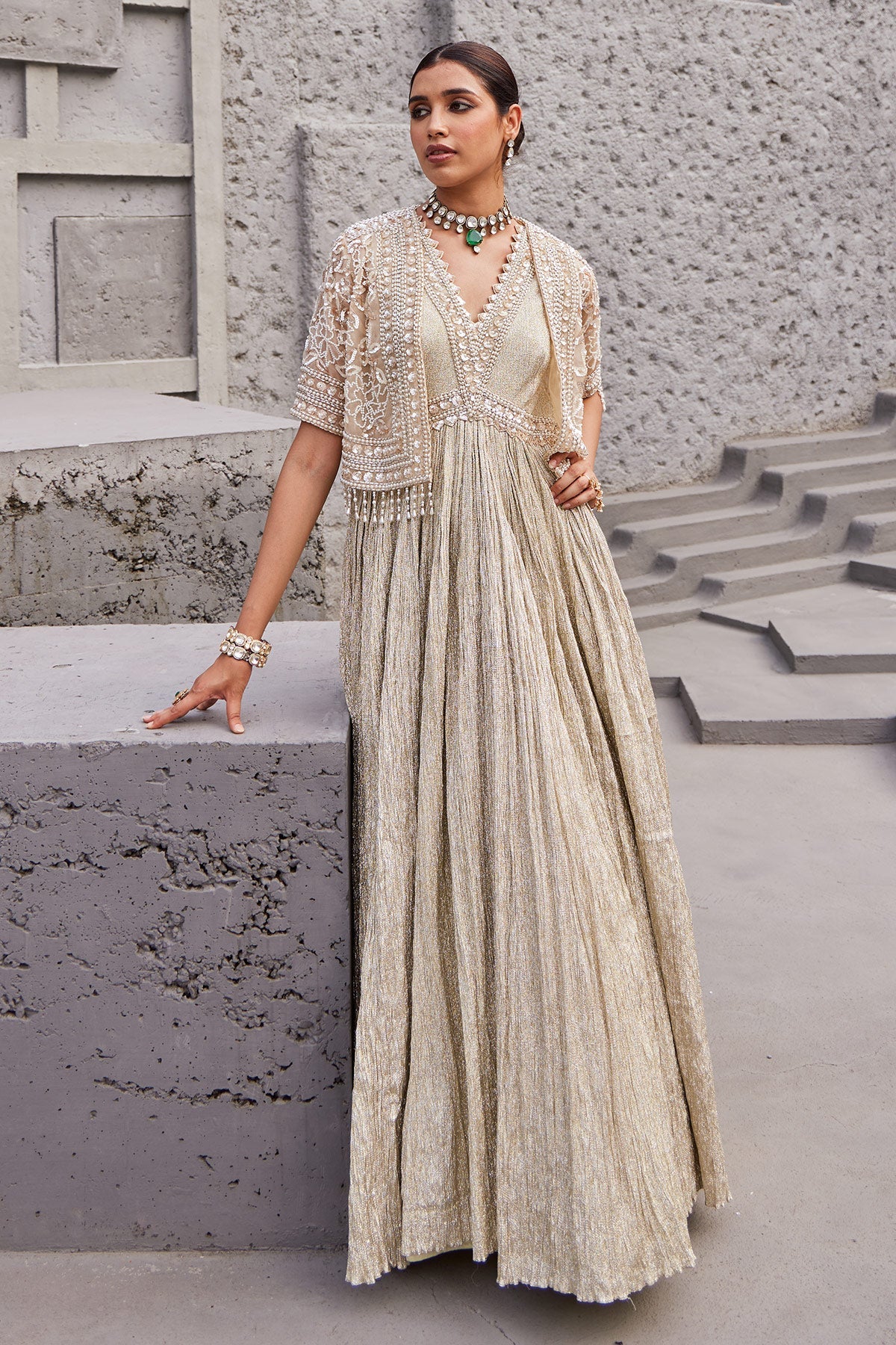 Designer Golden Maharani Suvarn Anarkali | Nidhika Shekhar
