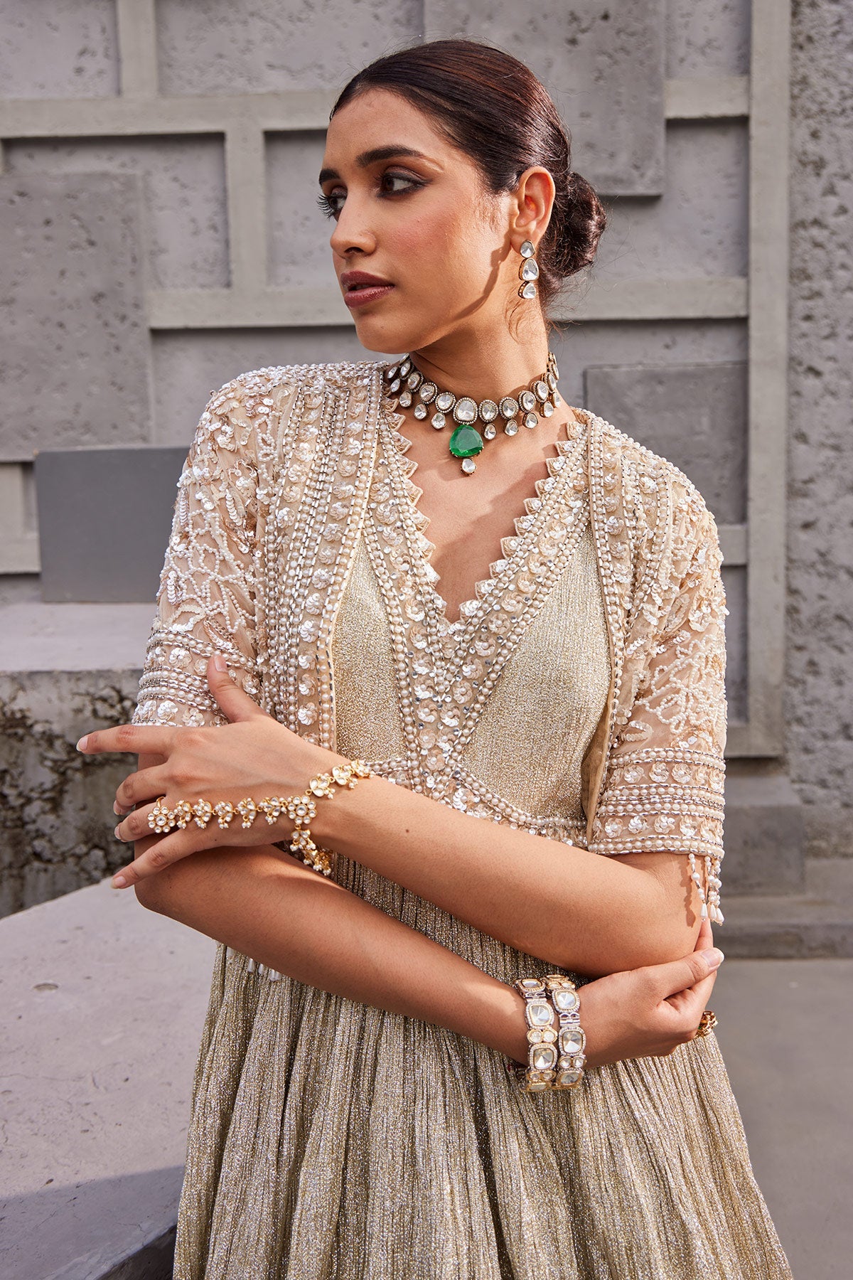 Designer Golden Maharani Suvarn Anarkali | Nidhika Shekhar