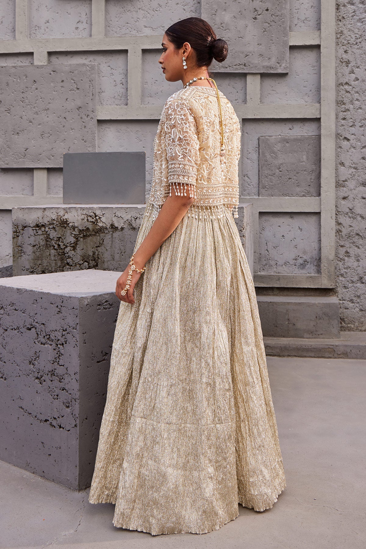 Designer Golden Maharani Suvarn Anarkali | Nidhika Shekhar