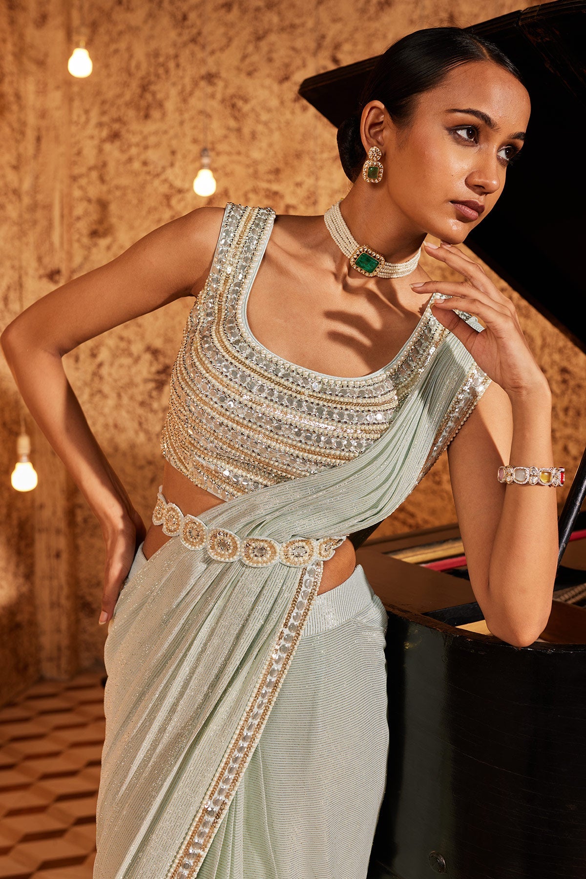 Buy Women's Aqua Jalsaae Khaas Saree Set