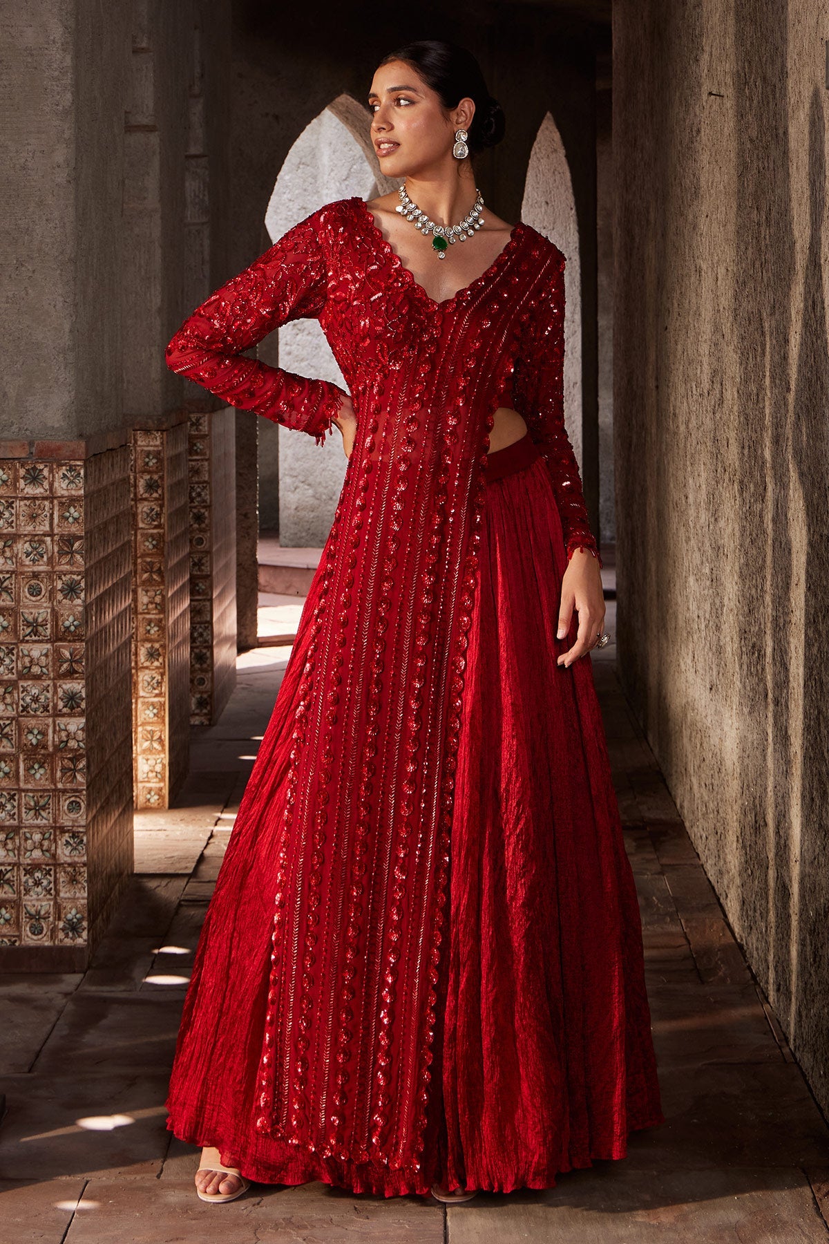 Surkh Laal Jalsaa Red Designer Lehenga Set