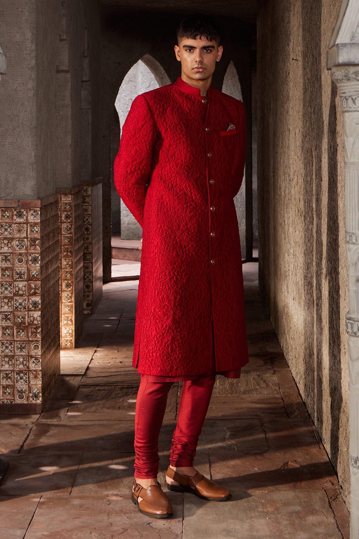 Buy Designer Luxury Men's Marroon Sherwani | Nidhika Shekhar