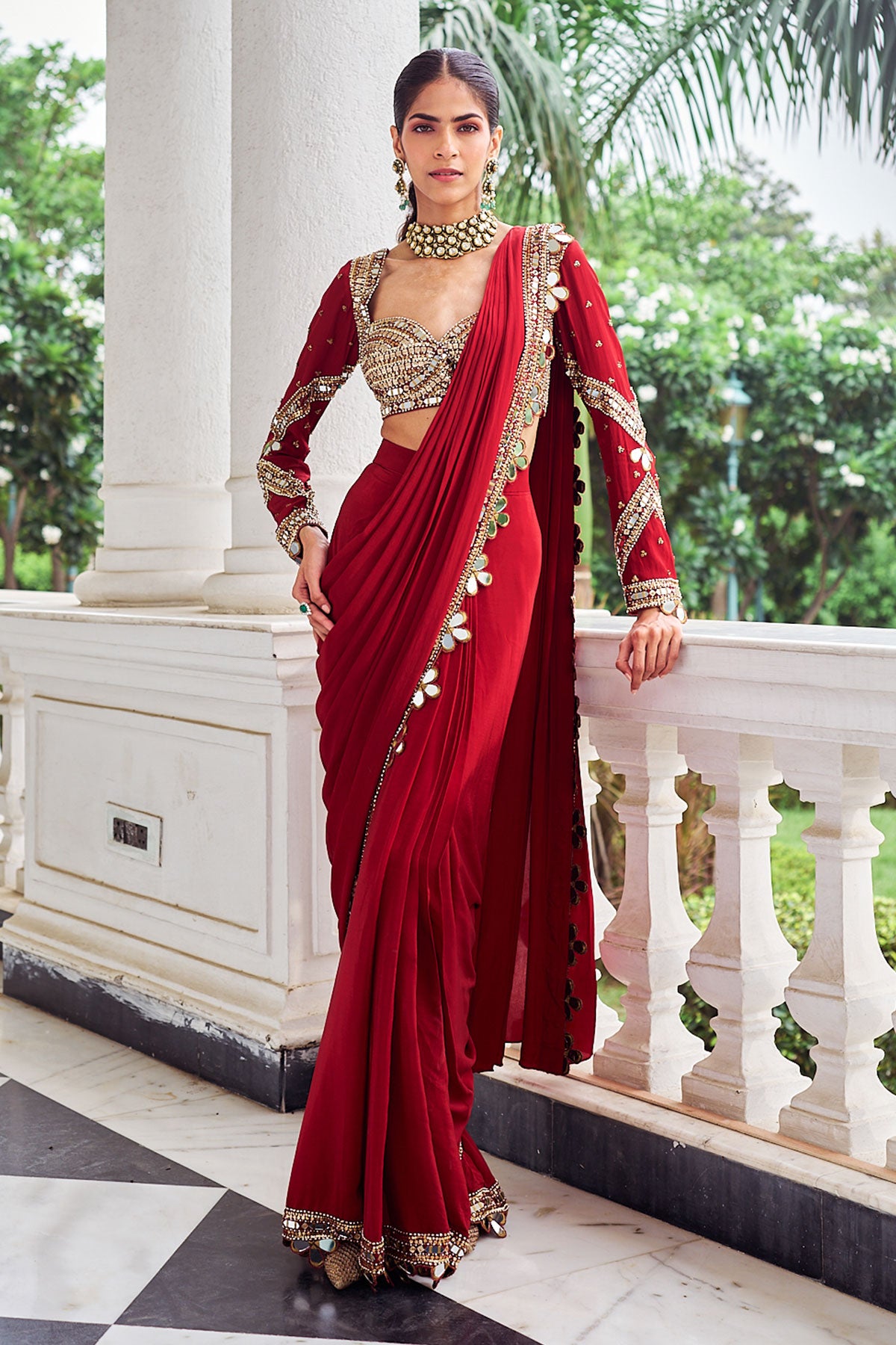 Laal harsh saree set