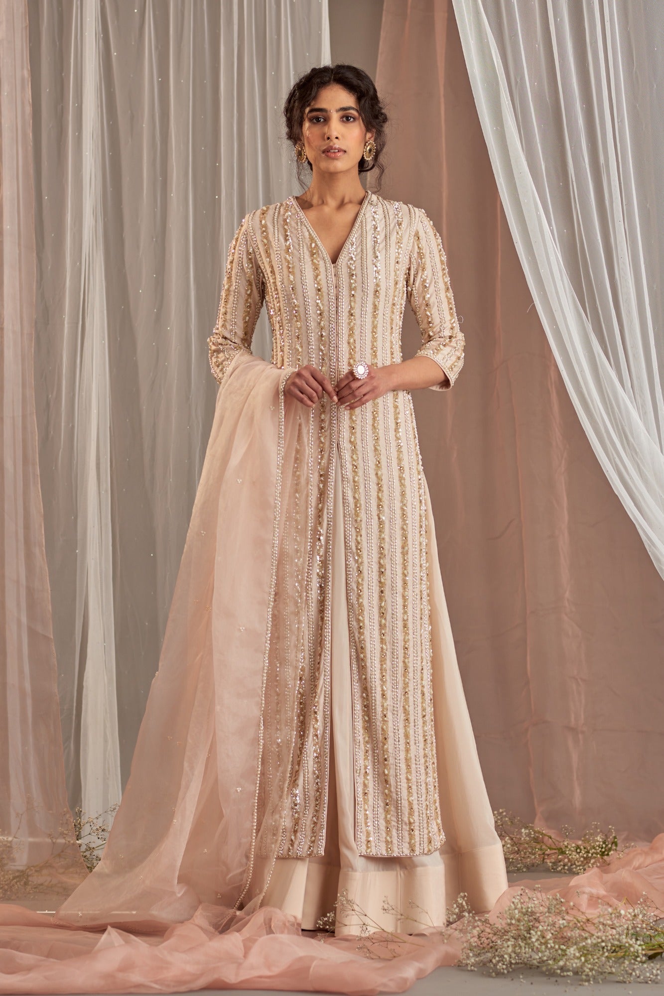 long dress kurta White Angarkha Style Long Kurti, Modal Lucknow Chikankari Kurta