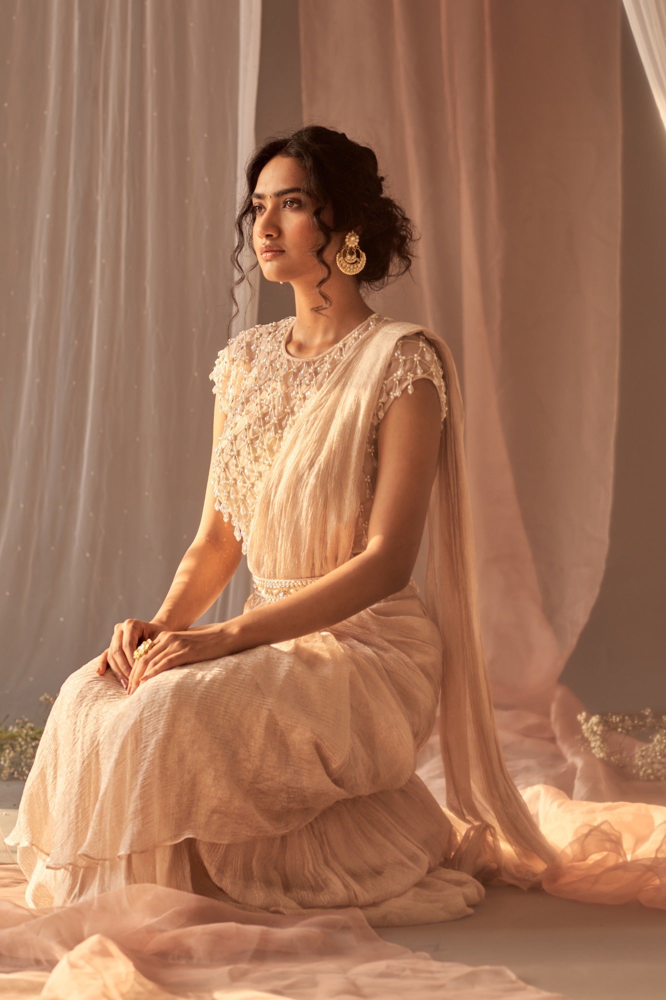 Chamakte Sitaare Tissue Saree Set