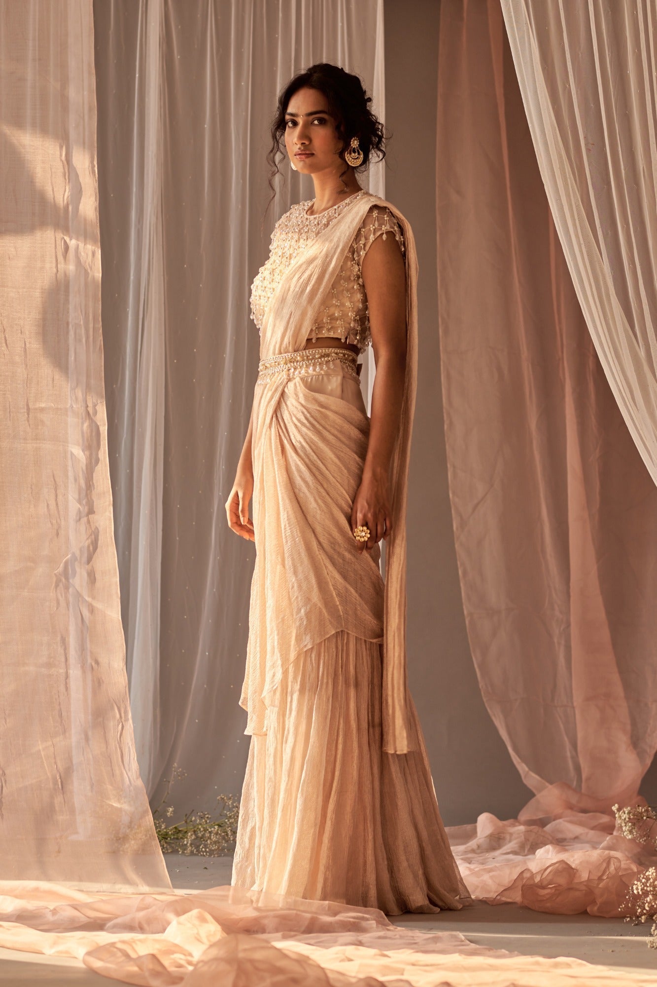 Chamakte Sitaare Tissue Saree Set