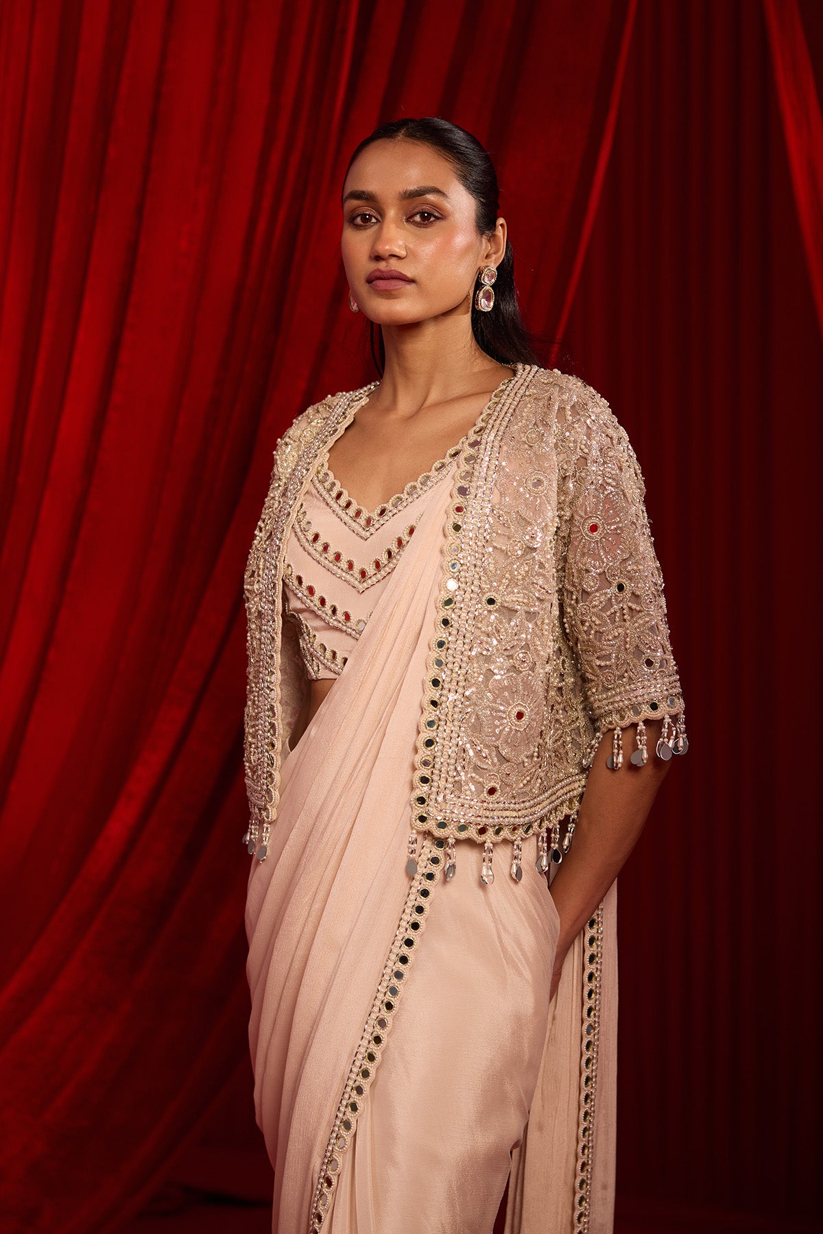 MEERAS CAPE SAREE SET