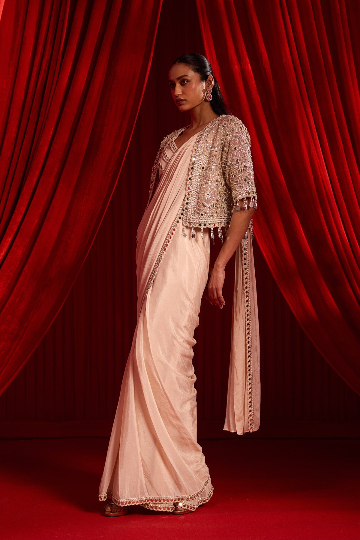 MEERAS CAPE SAREE SET
