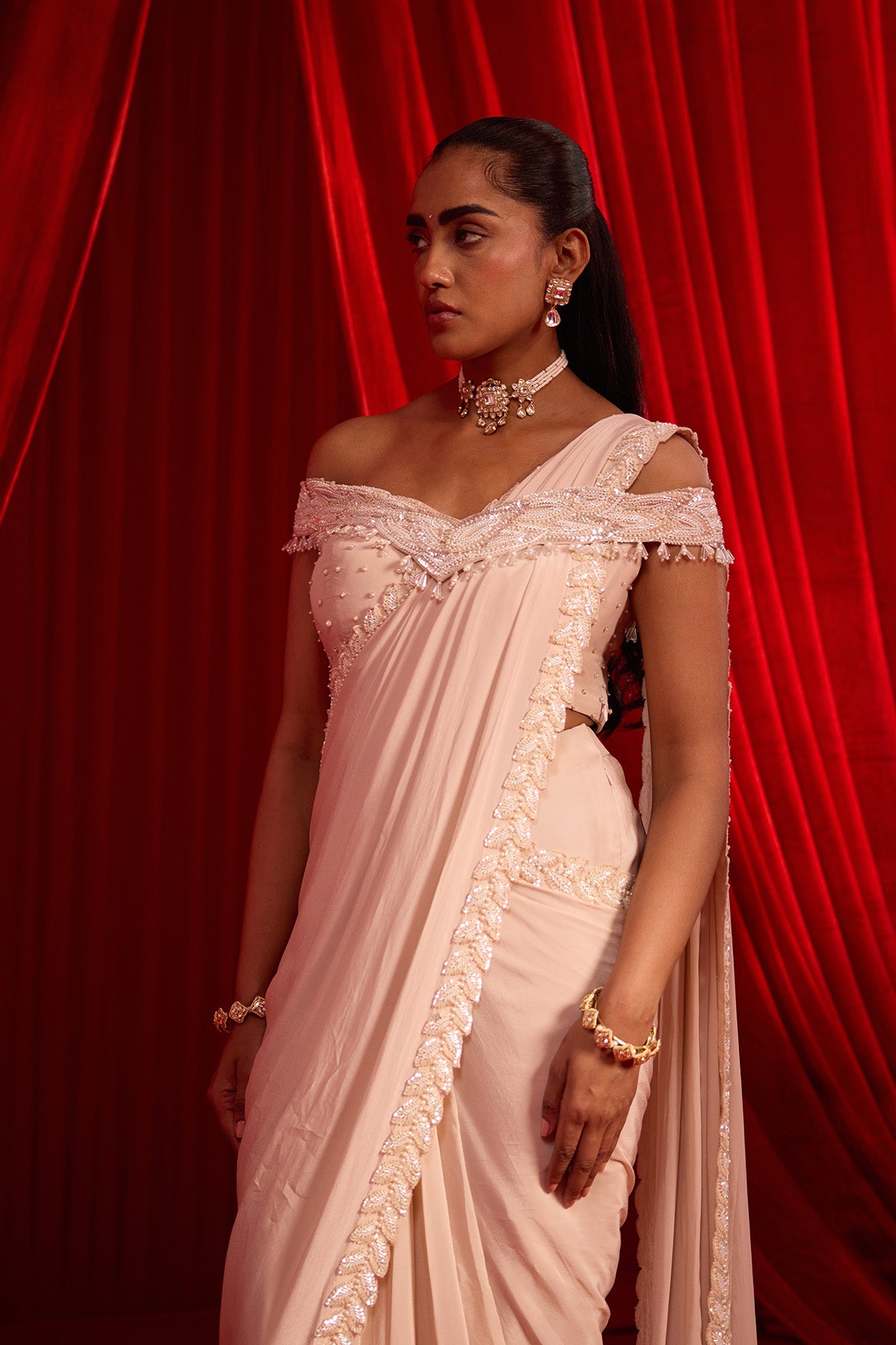 SANYOGA GULABI SAREE