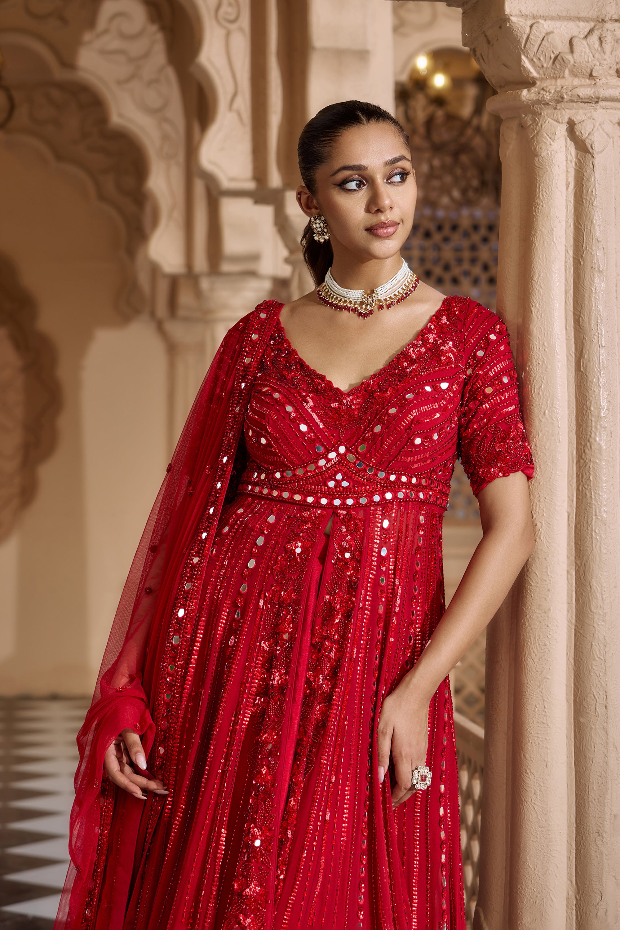 RAKTAMBARA ANARKALI LEHENGA SET