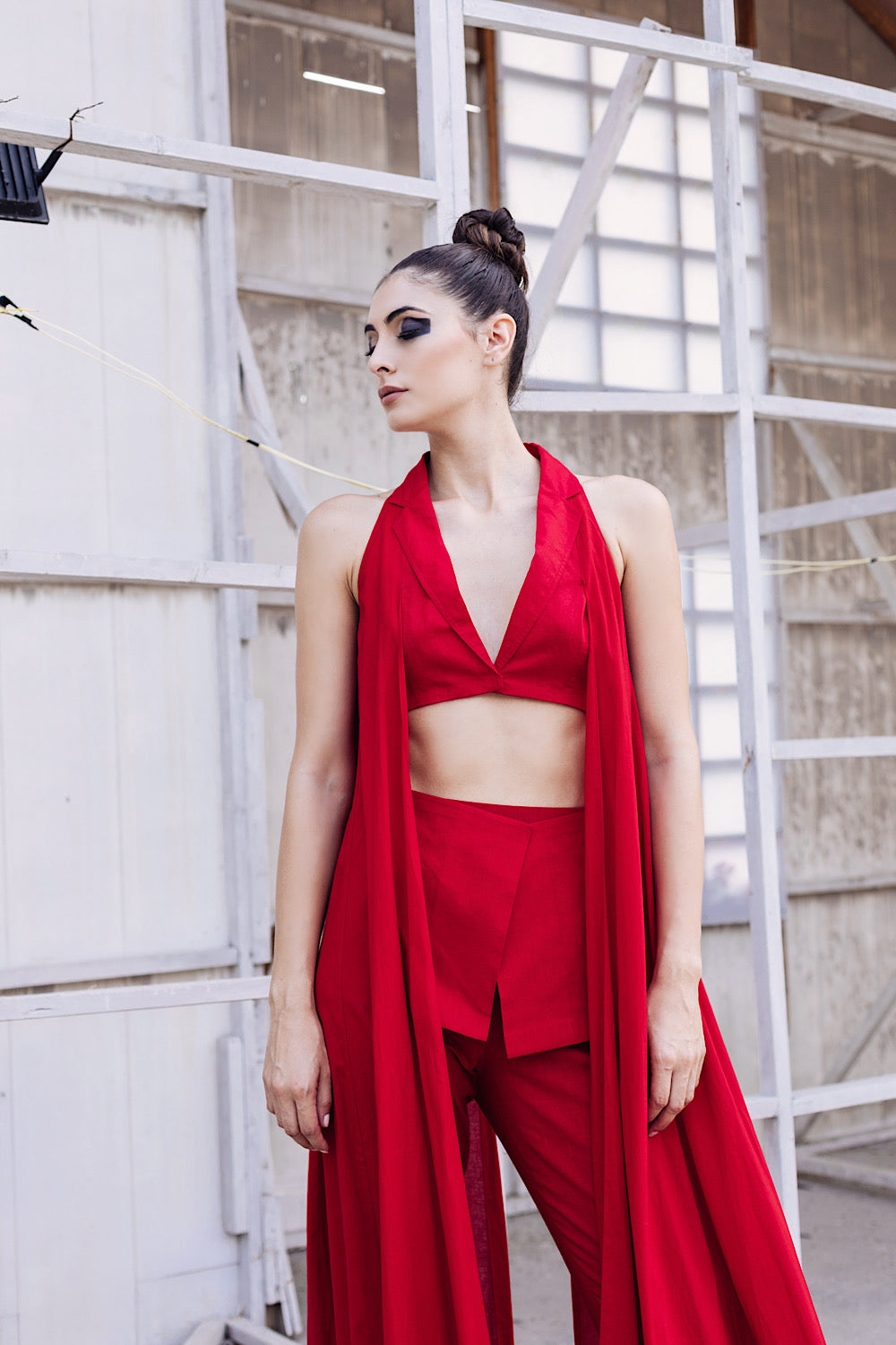 Buy Designer Red Flared Indo-western Set | Nidhika Shekhar
