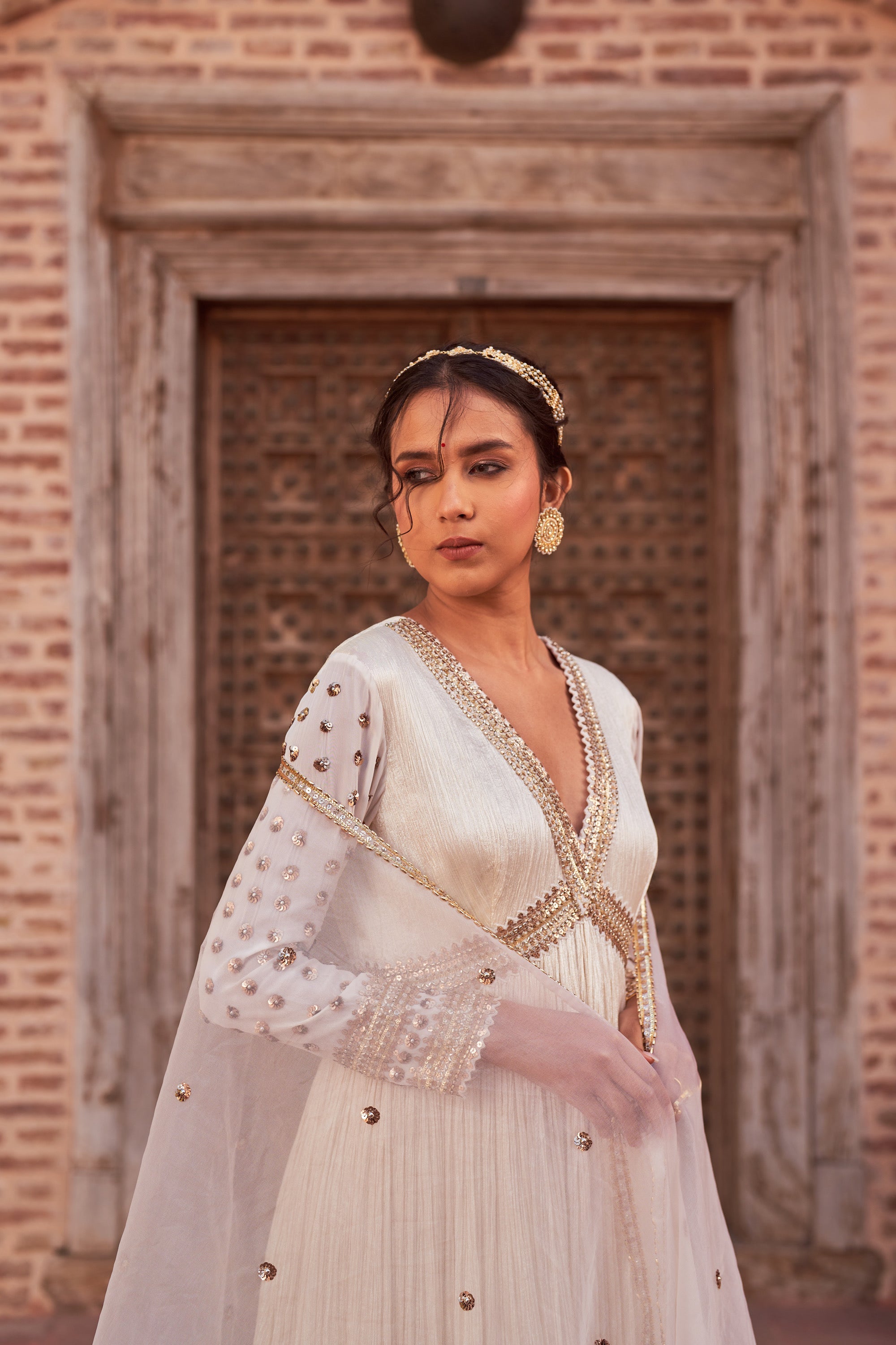 Buy Women's Ivory Floor Length Anarkali | Nidhika Shekhar