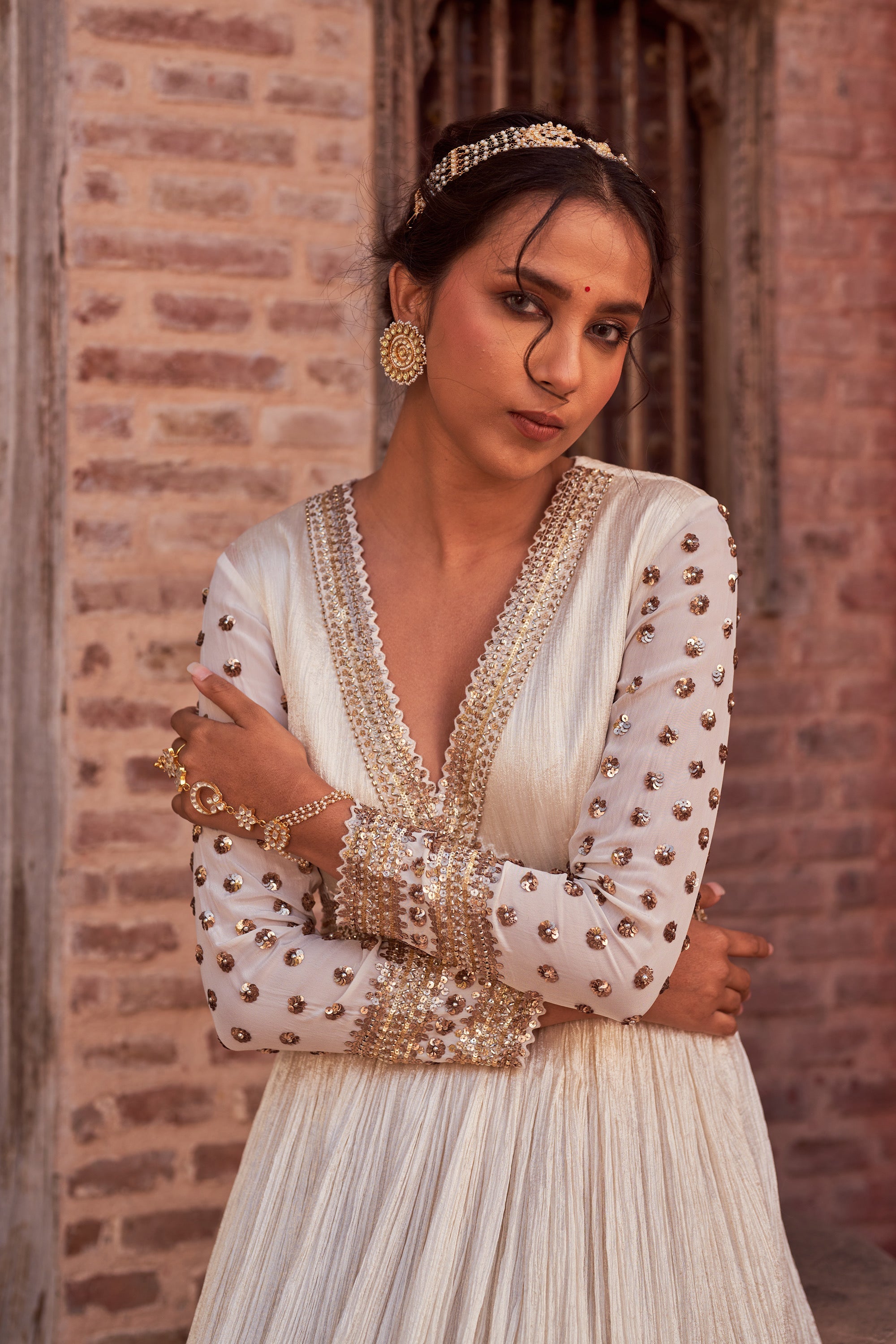 Buy Women's Ivory Floor Length Anarkali | Nidhika Shekhar