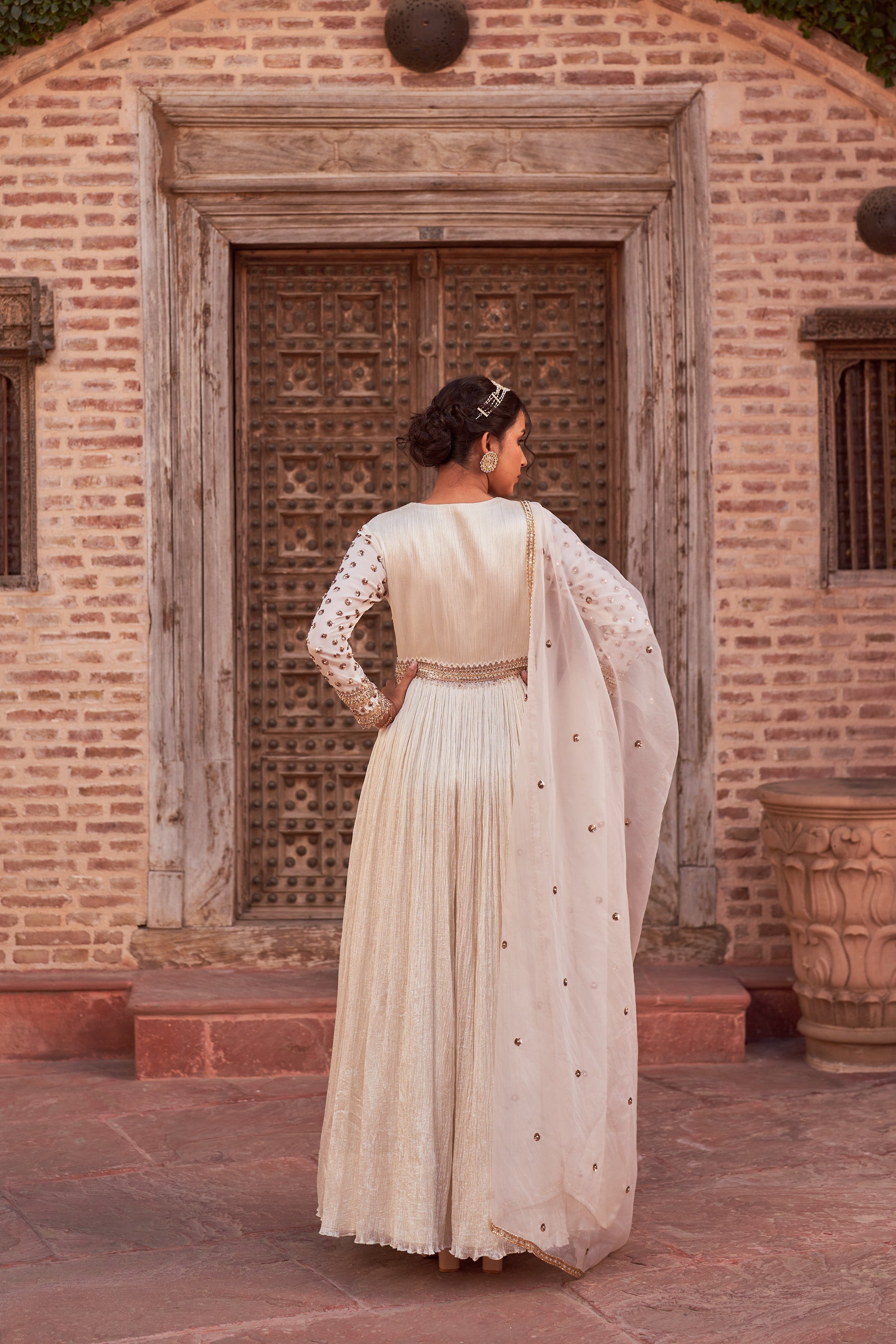 Buy Women's Ivory Floor Length Anarkali | Nidhika Shekhar