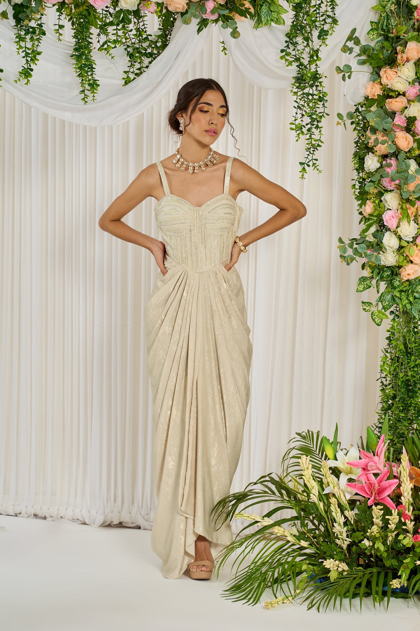 Ivory vintage lily corset dress
