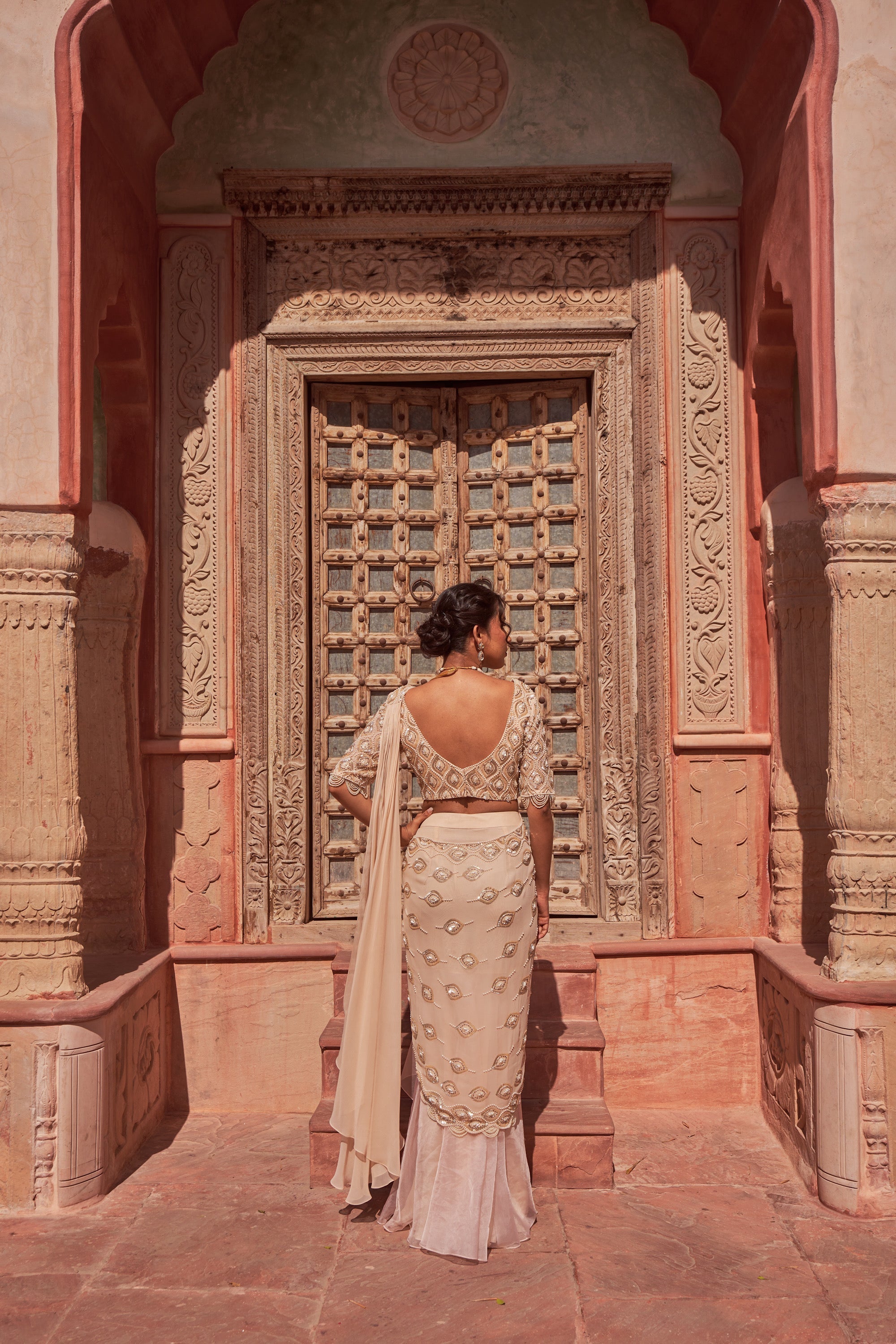 Natyanjali Utsaav - Champagne Drape Saree | Nidhika Shekhar
