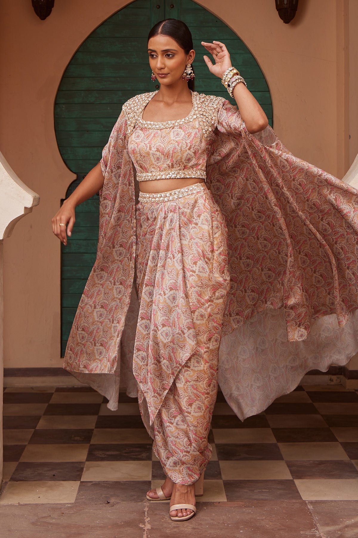 Designer Beige Jashan-E-Bahaar Co-ord Set