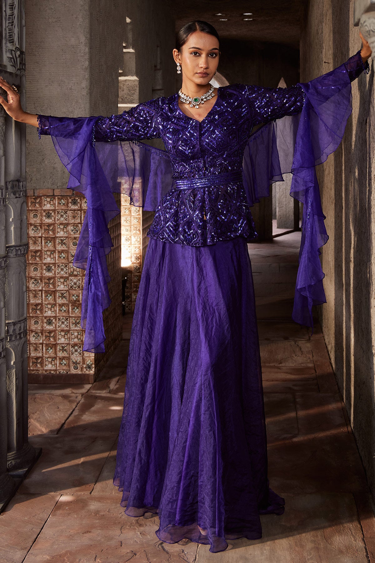 Designer Purple Jamuni Jalsaa Sharara Set