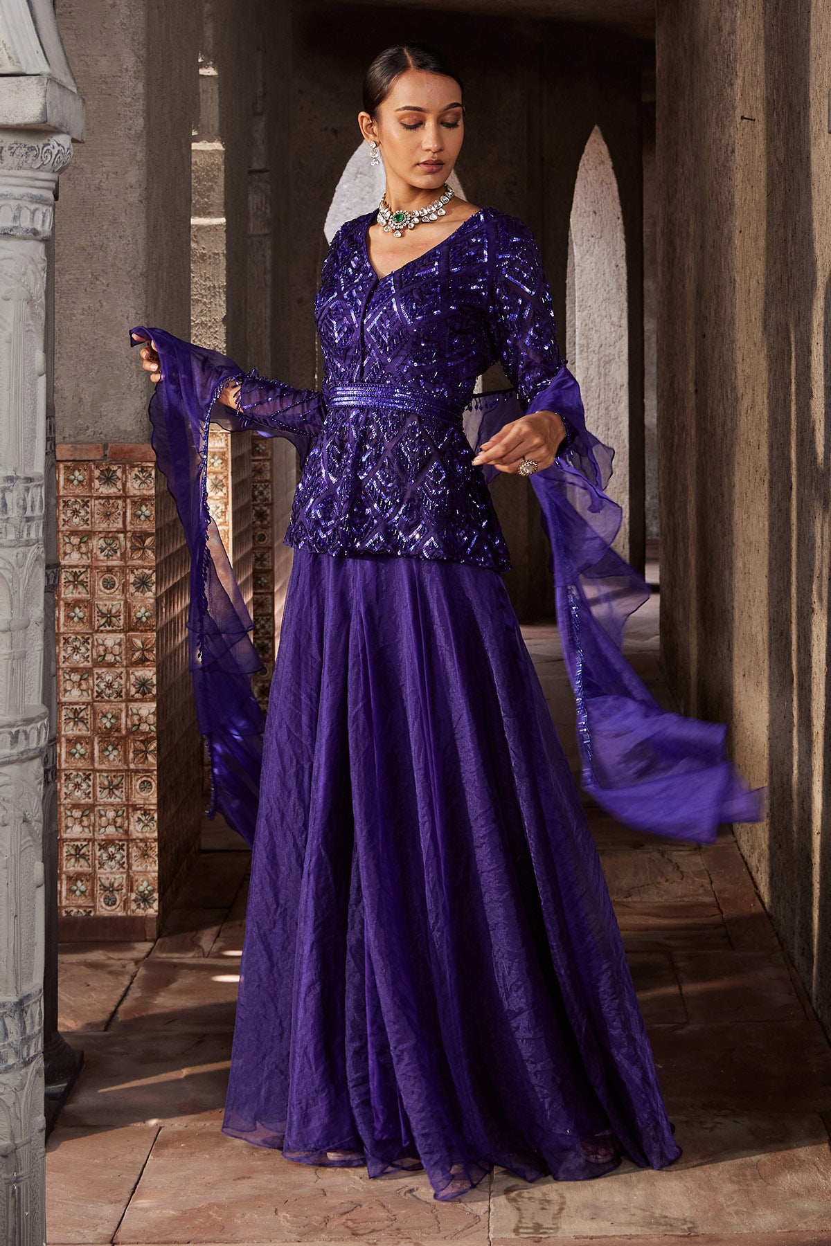Designer Purple Jamuni Jalsaa Sharara Set
