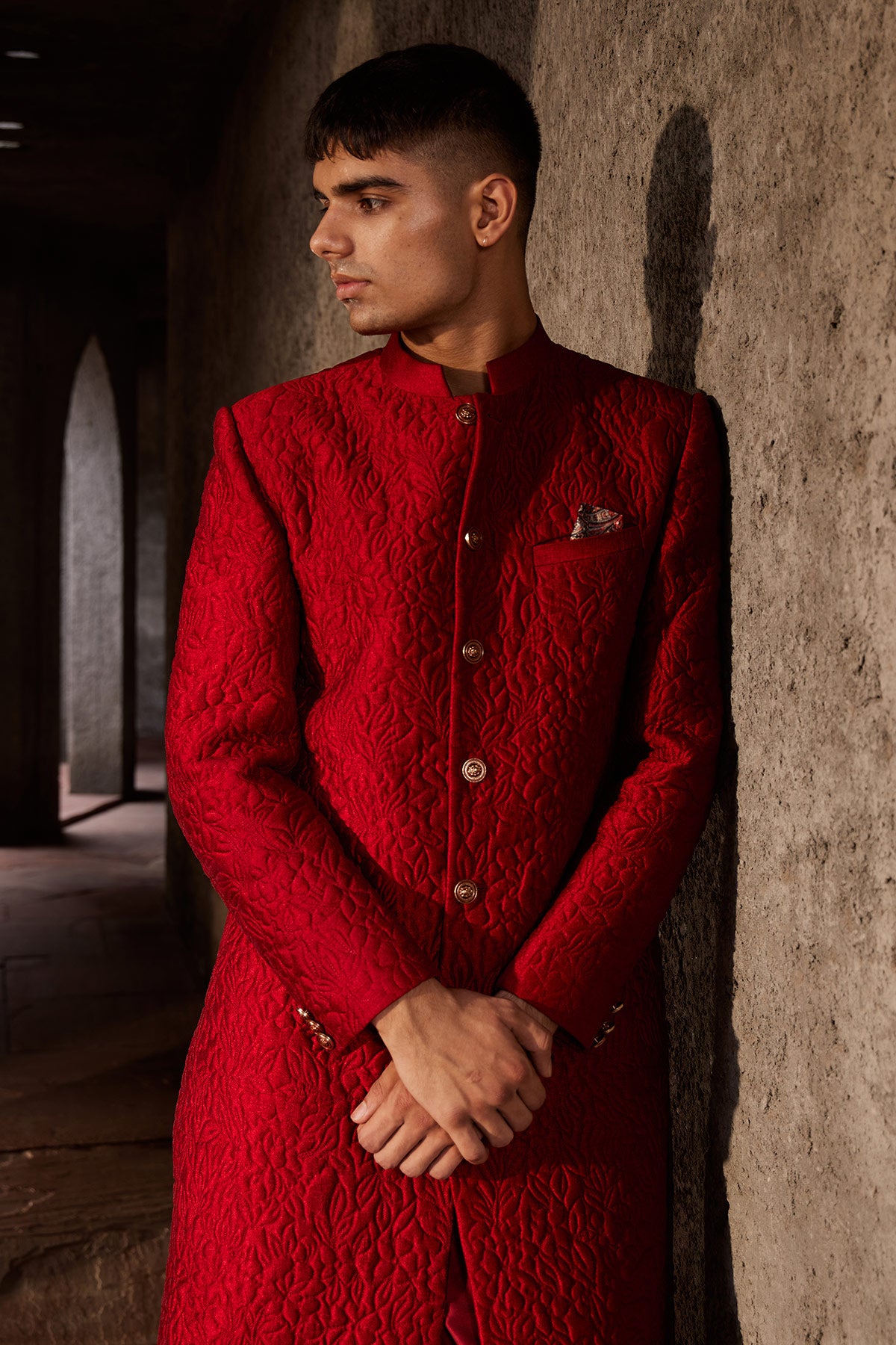 Buy Designer Luxury Men's Marroon Sherwani | Nidhika Shekhar